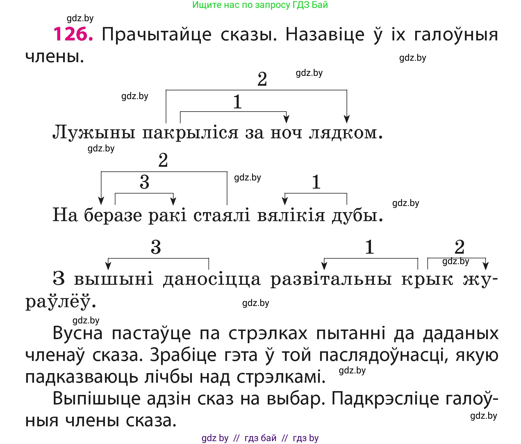 Белорусский язык (Беларуская мова), 3 класс Учебник, автор: Свірыдзенка Вольга Іванаўна, издательство Нацыянальны інстытут адукацыі, Минск, 2023, зелёного цвета, Частка 1, страница 77, номер 126, Условие