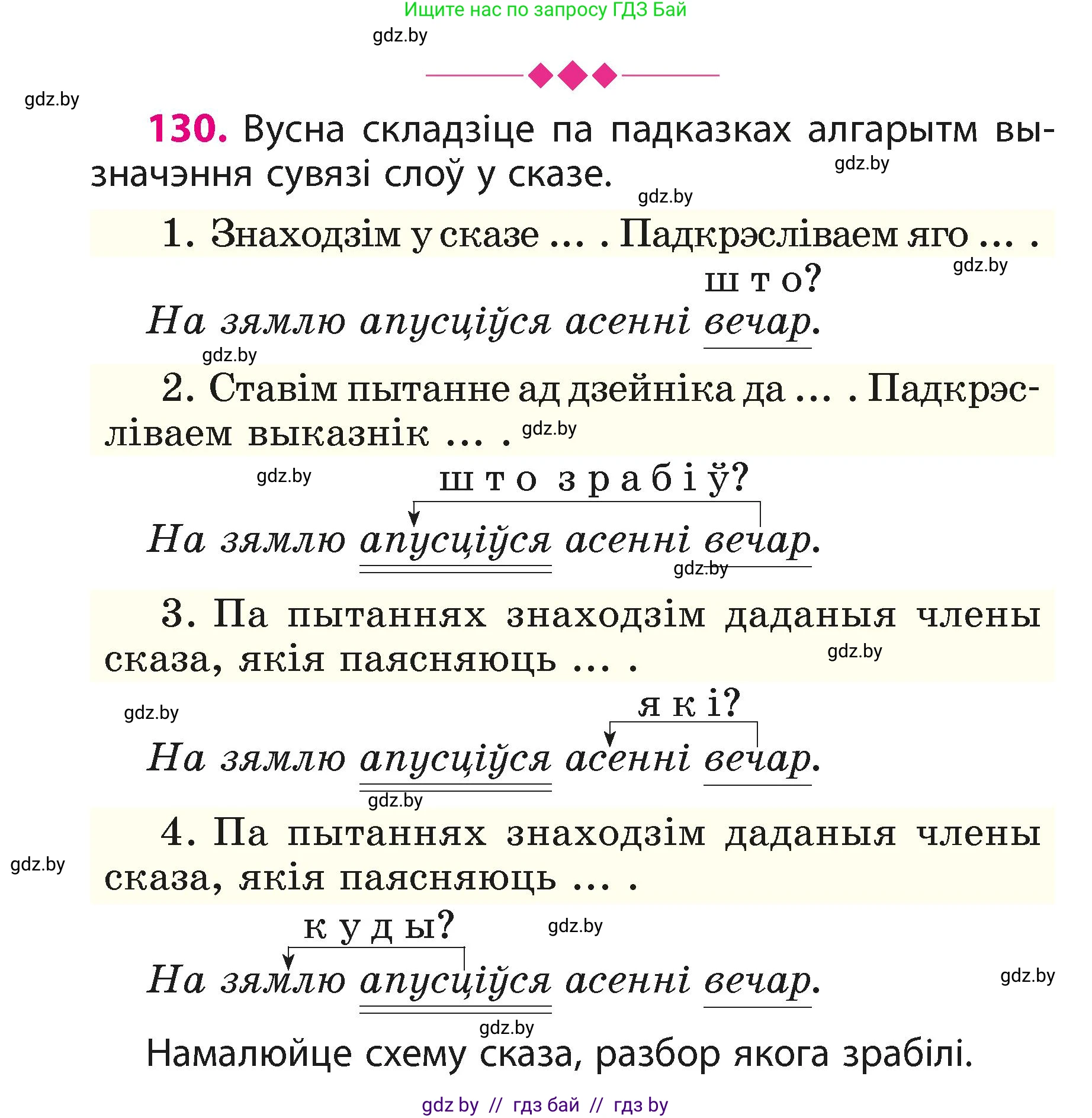 Белорусский язык (Беларуская мова), 3 класс Учебник, автор: Свірыдзенка Вольга Іванаўна, издательство Нацыянальны інстытут адукацыі, Минск, 2023, зелёного цвета, Частка 1, страница 80, номер 130, Условие