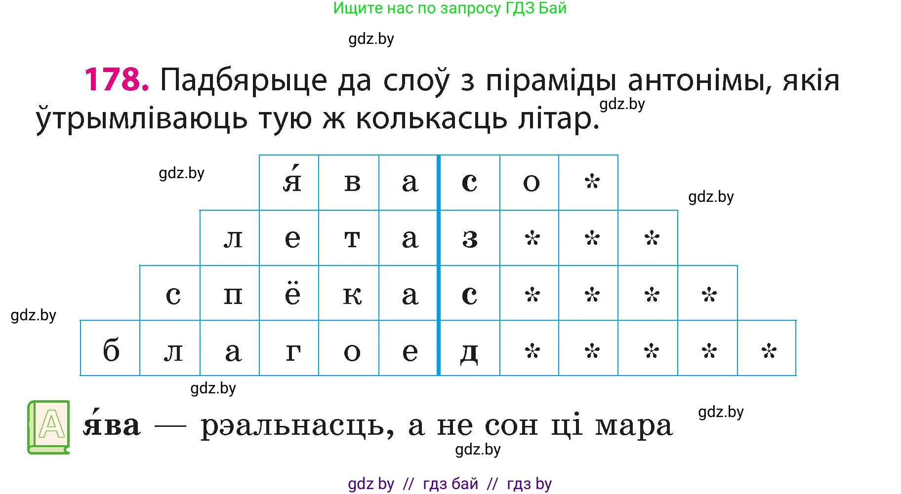 Белорусский язык (Беларуская мова), 3 класс Учебник, автор: Свірыдзенка Вольга Іванаўна, издательство Нацыянальны інстытут адукацыі, Минск, 2023, зелёного цвета, Частка 1, страница 108, номер 178, Условие