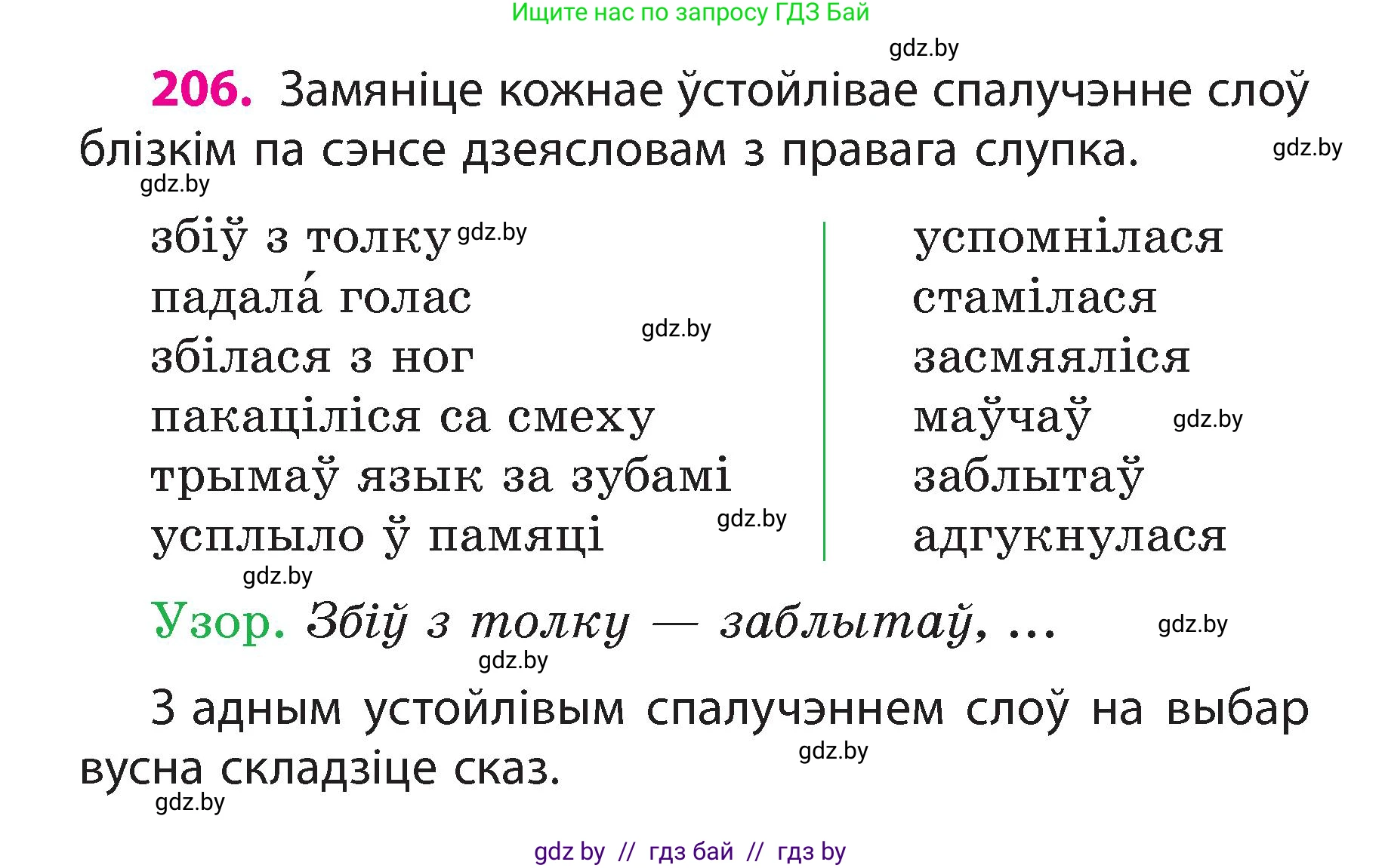 Белорусский язык (Беларуская мова), 3 класс Учебник, автор: Свірыдзенка Вольга Іванаўна, издательство Нацыянальны інстытут адукацыі, Минск, 2023, зелёного цвета, Частка 2, страница 116, номер 206, Условие