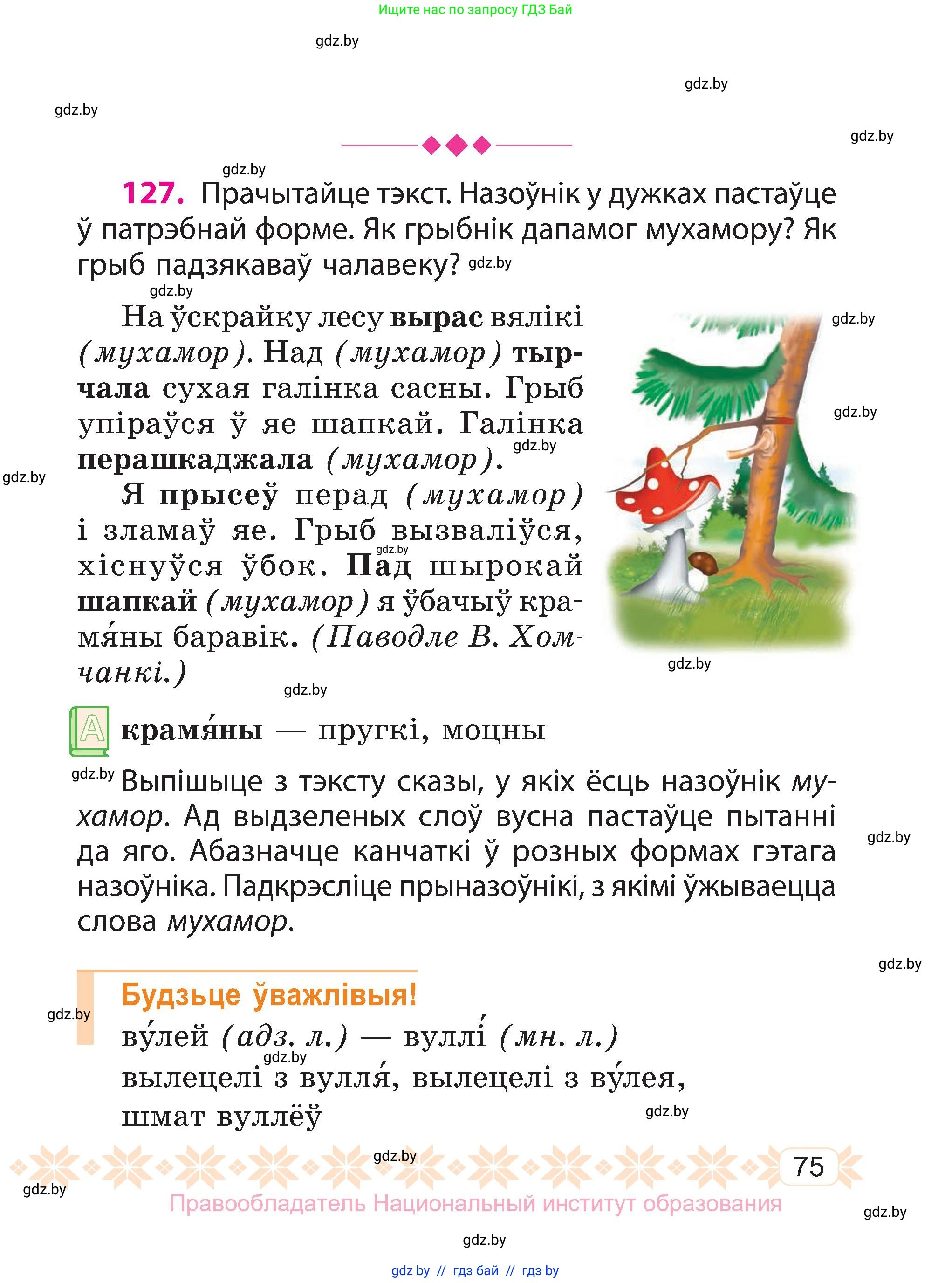 Белорусский язык (Беларуская мова), 3 класс Учебник, автор: Свірыдзенка Вольга Іванаўна, издательство Нацыянальны інстытут адукацыі, Минск, 2023, зелёного цвета, Частка 2, страница 75