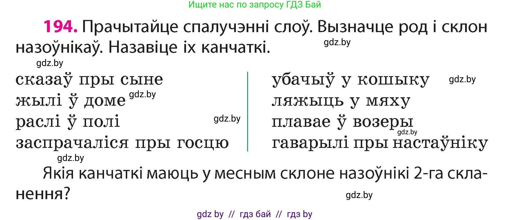 Белорусский язык (Беларуская мова), 4 класс Учебник, автор: Свірыдзенка Вольга Іванаўна, издательство Нацыянальны інстытут адукацыі, Минск, 2024, голубого цвета, Частка 1, страница 117, номер 194, Условие 2024