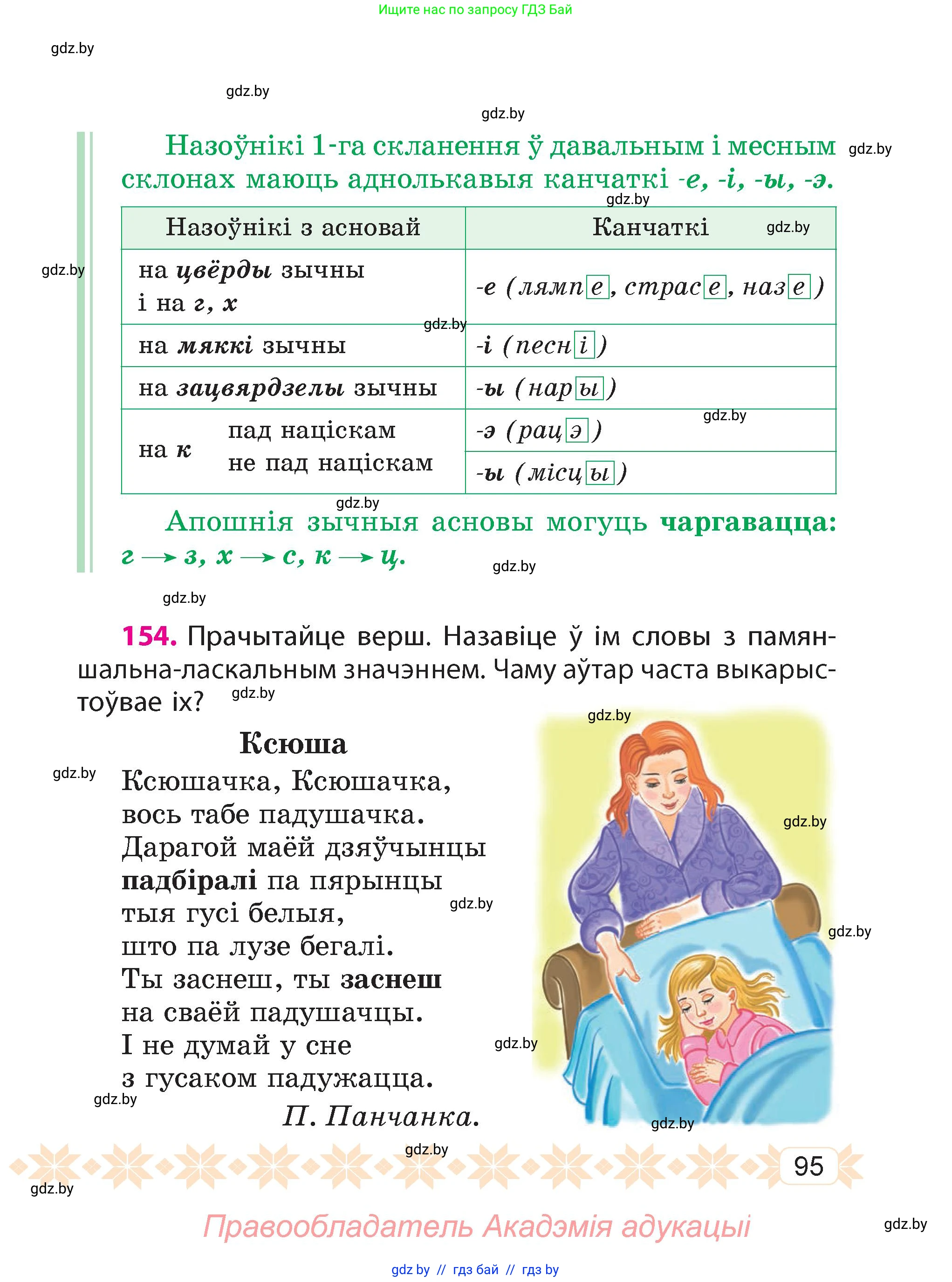 Белорусский язык (Беларуская мова), 4 класс Учебник, автор: Свірыдзенка Вольга Іванаўна, издательство Нацыянальны інстытут адукацыі, Минск, 2024, голубого цвета, Частка 1, страница 95