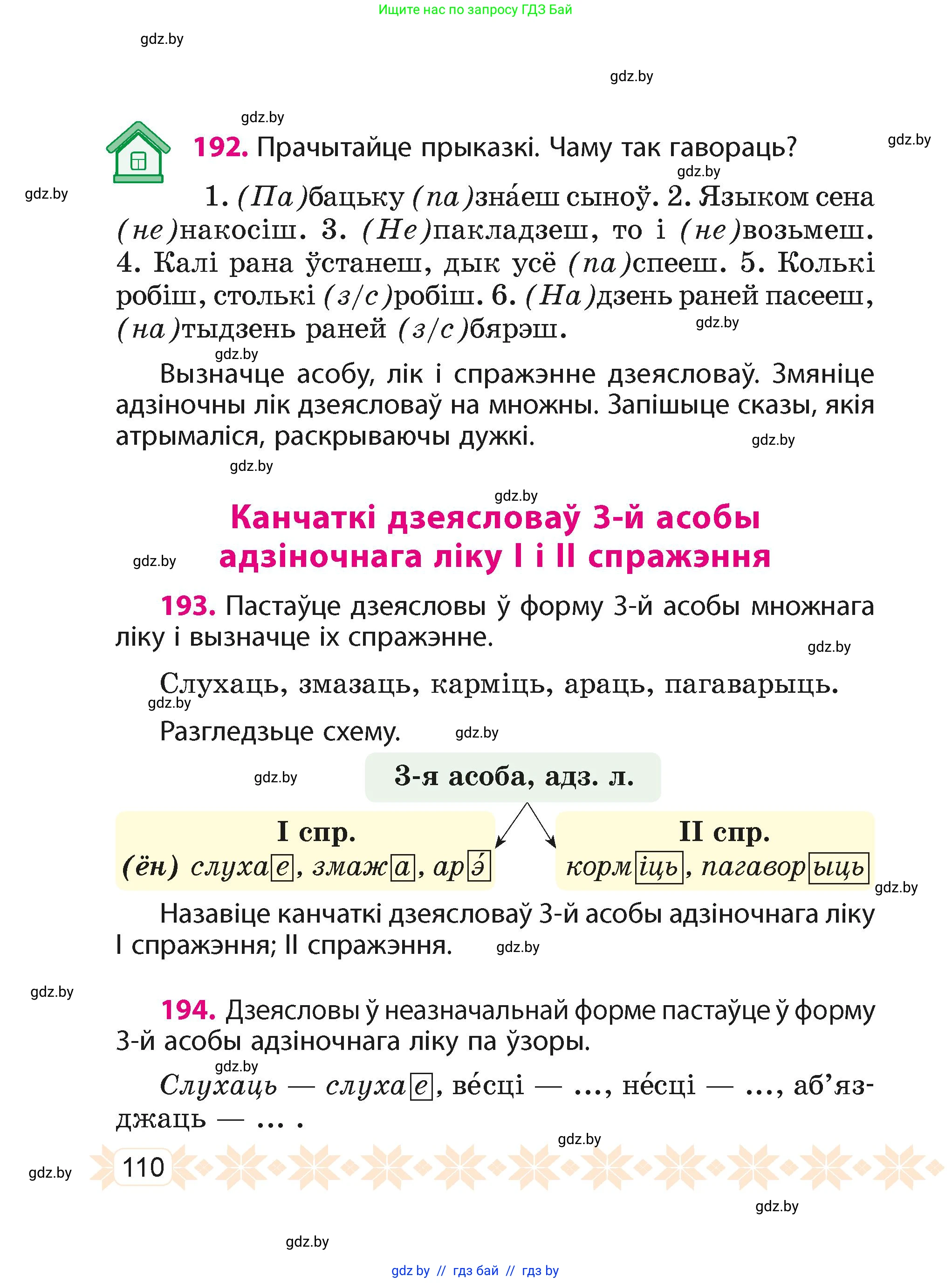 Белорусский язык (Беларуская мова), 4 класс Учебник, автор: Свірыдзенка Вольга Іванаўна, издательство Нацыянальны інстытут адукацыі, Минск, 2024, голубого цвета, Частка 2, страница 68, номер 110, Условие 2024