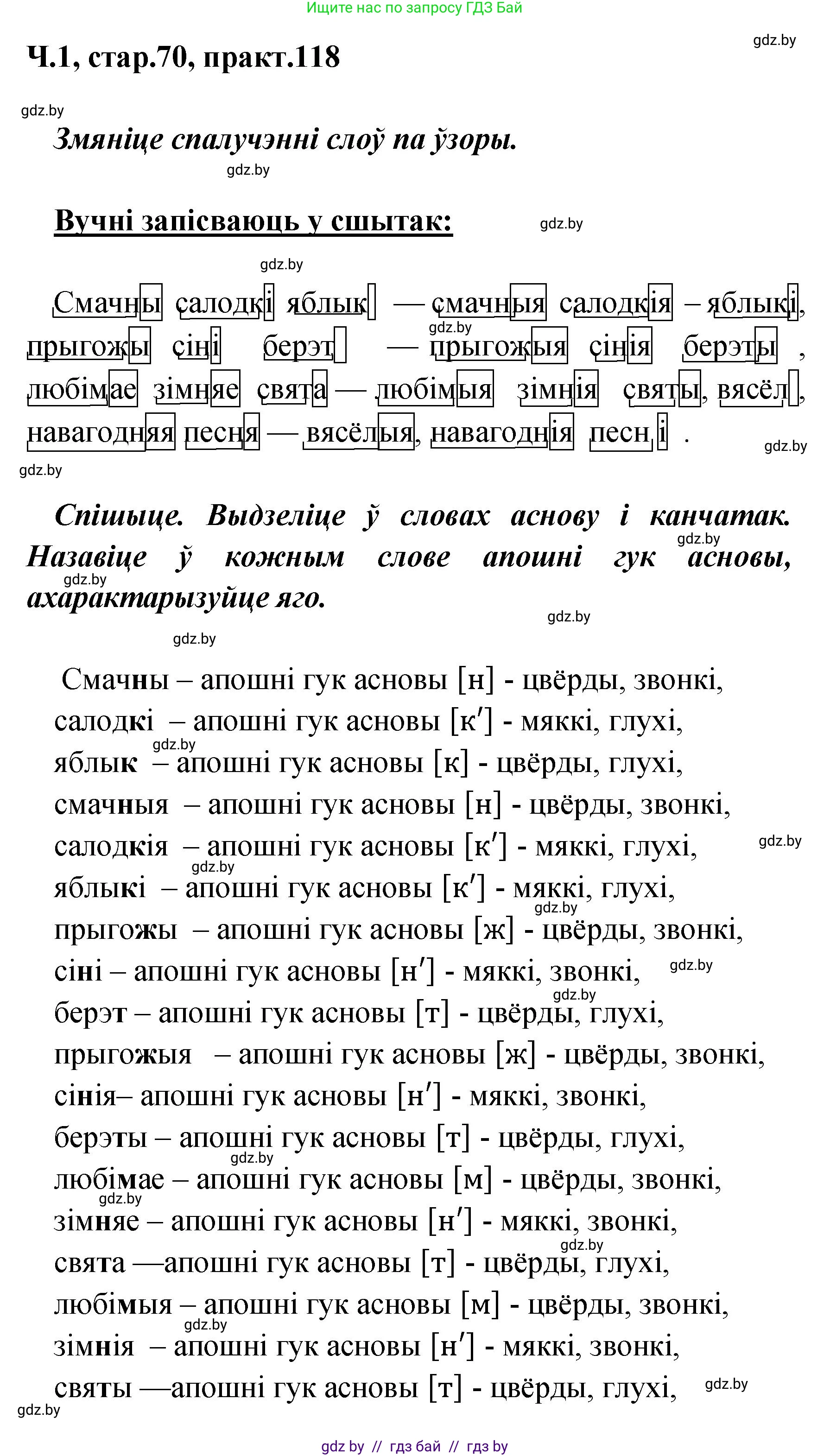 Белорусский язык (Беларуская мова), 4 класс Учебник, автор: Свірыдзенка Вольга Іванаўна, издательство Нацыянальны інстытут адукацыі, Минск, 2024, голубого цвета, Частка 1, страница 73, номер 118, Решение 2024