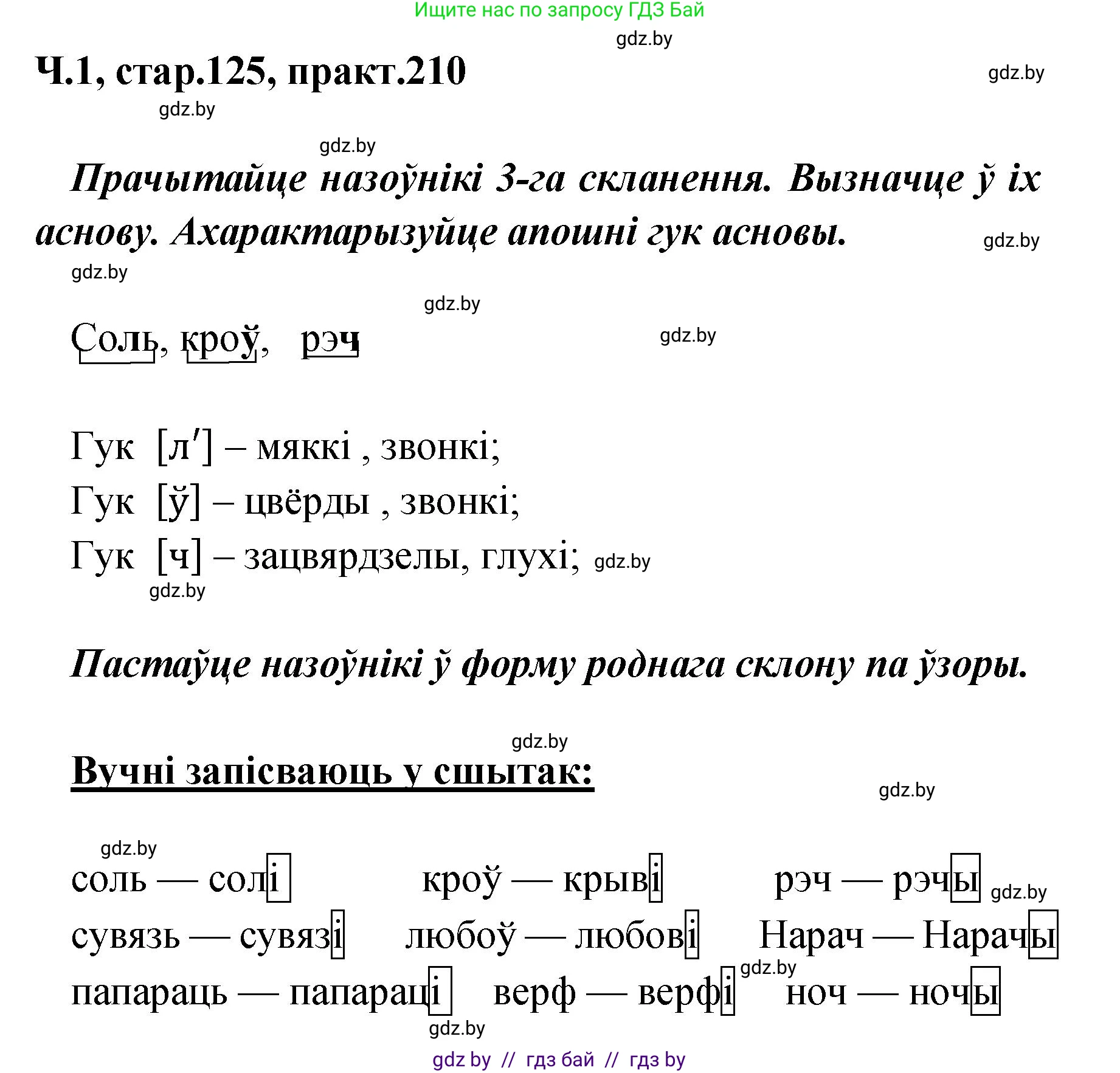 Белорусский язык (Беларуская мова), 4 класс Учебник, автор: Свірыдзенка Вольга Іванаўна, издательство Нацыянальны інстытут адукацыі, Минск, 2024, голубого цвета, Частка 1, страница 125, номер 210, Решение 2024