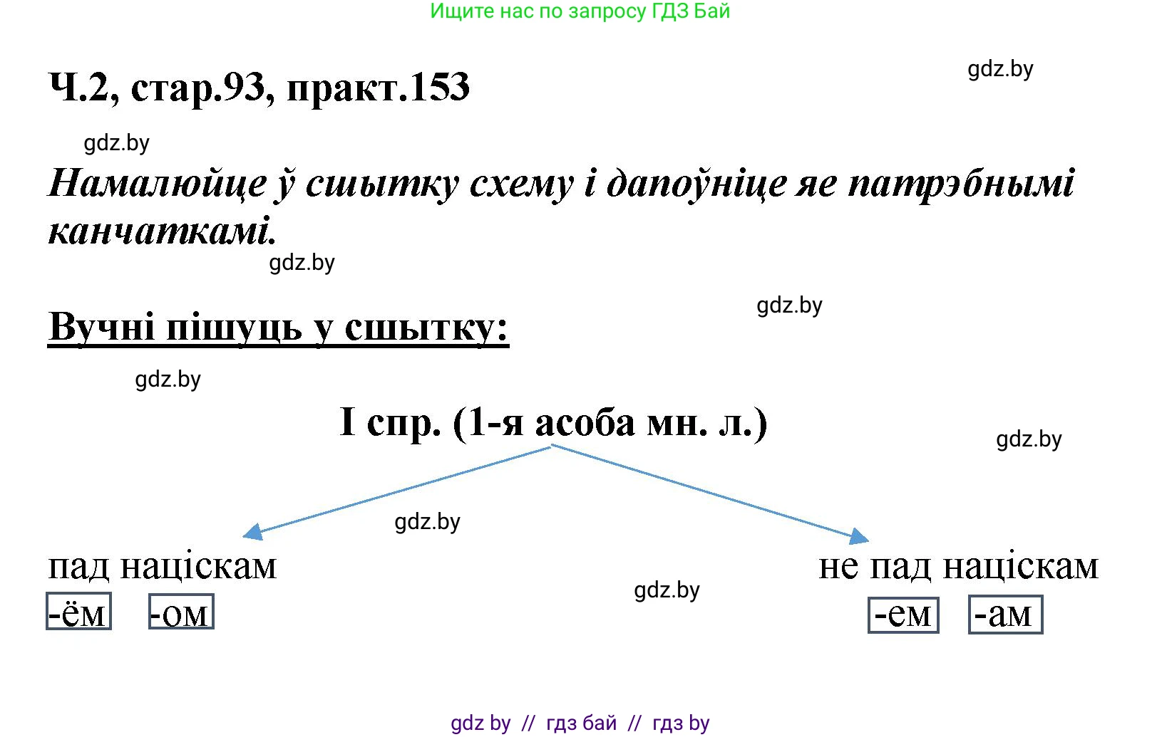 Белорусский язык (Беларуская мова), 4 класс Учебник, автор: Свірыдзенка Вольга Іванаўна, издательство Нацыянальны інстытут адукацыі, Минск, 2024, голубого цвета, Частка 2, страница 93, номер 153, Решение 2024