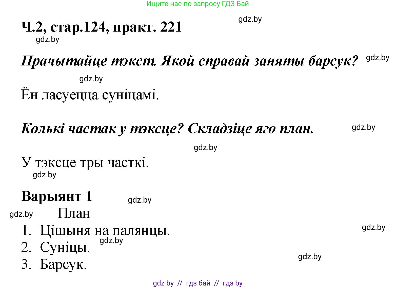 Белорусский язык (Беларуская мова), 4 класс Учебник, автор: Свірыдзенка Вольга Іванаўна, издательство Нацыянальны інстытут адукацыі, Минск, 2024, голубого цвета, Частка 2, страница 124, номер 221, Решение 2024