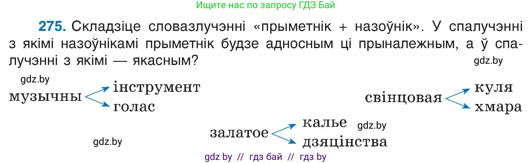 Белорусский язык (Беларуская мова), 6 класс Учебник, авторы: Валочка Ганна Міхайлаўна, Зелянко Вольга Уладзіміраўна, Мартынкевіч Святлана Васільеўна, Якуба Святлана Міхайлаўна, Бажкова Т І, издательство Акадэмія адукацыі, Минск, 2025, страница 140, номер 275, Условие 2025