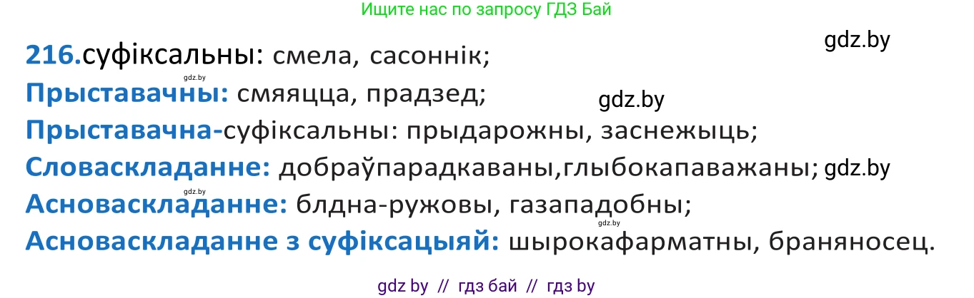 Белорусский язык (Беларуская мова), 10 класс Учебник, авторы: Валочка Ганна Міхайлаўна, Васюковіч Людміла Сяргееўна, Зелянко Вольга Уладзіміраўна, Міхнёнак С С, Якуба Святлана Міхайлаўна, издательство Нацыянальны інстытут адукацыі, Минск, 2020, страница 128, номер 216, Решение 2