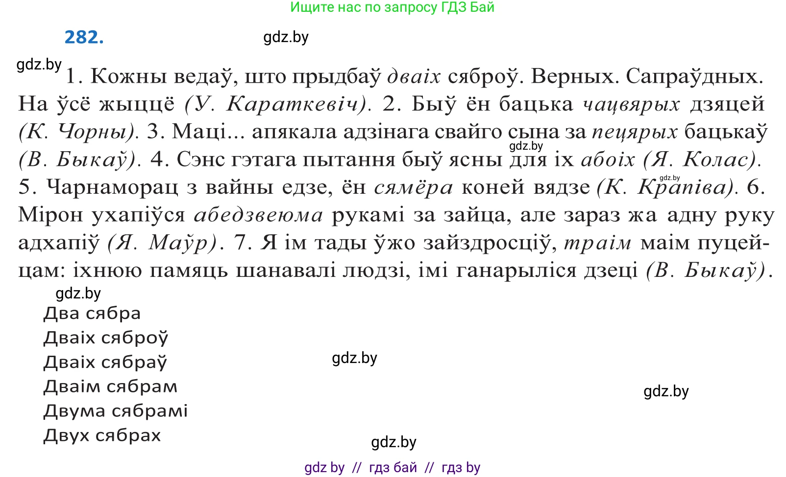Белорусский язык (Беларуская мова), 10 класс Учебник, авторы: Валочка Ганна Міхайлаўна, Васюковіч Людміла Сяргееўна, Зелянко Вольга Уладзіміраўна, Міхнёнак С С, Якуба Святлана Міхайлаўна, издательство Нацыянальны інстытут адукацыі, Минск, 2020, страница 173, номер 282, Решение 2