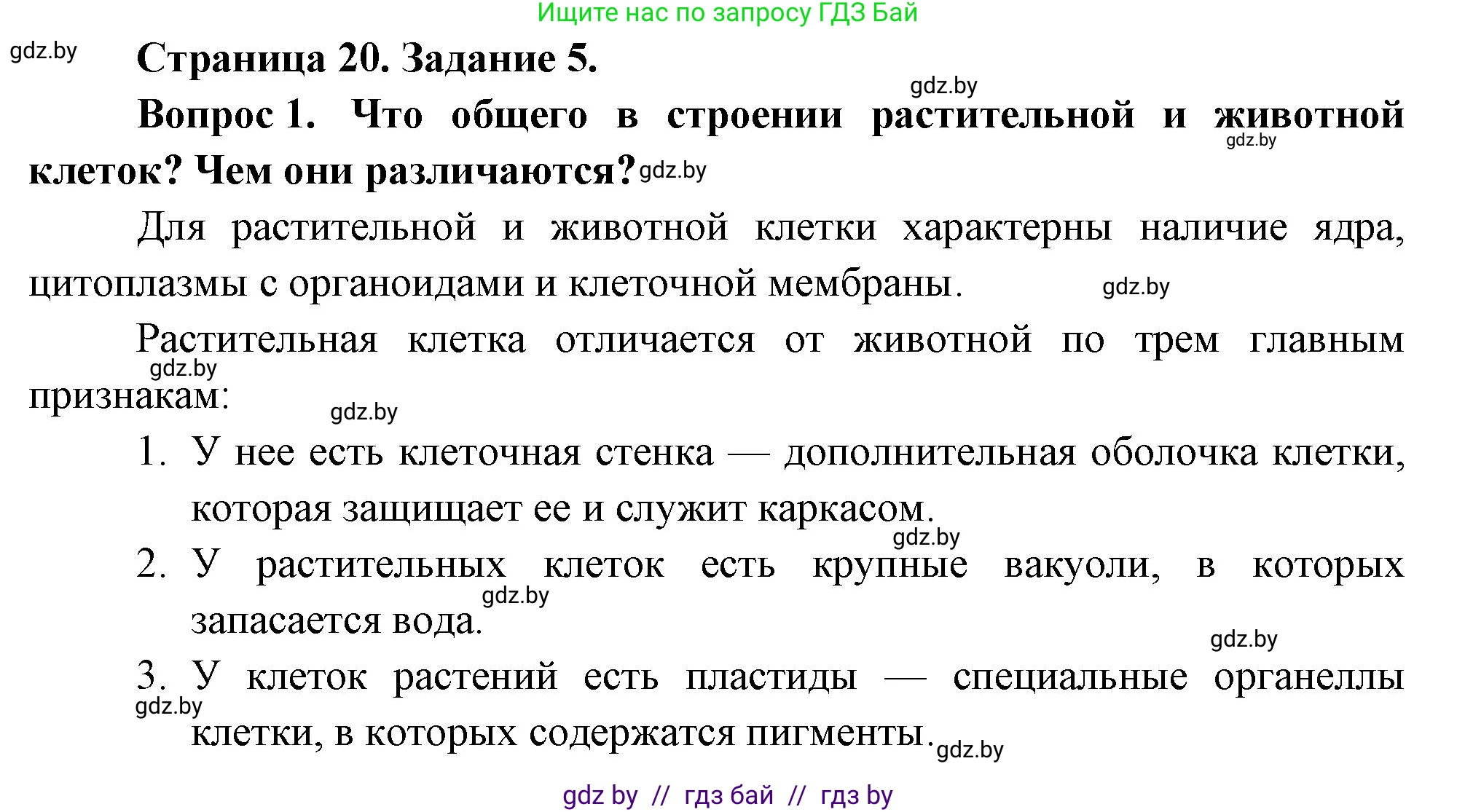 Биология, 6 класс рабочая тетрадь, авторы: Лисов Николай Дмитриевич, Борщевская Елена Валерьевна, издательство Аверсэв, Минск, 2021, жёлтого цвета, страница 20, номер 5, Решение