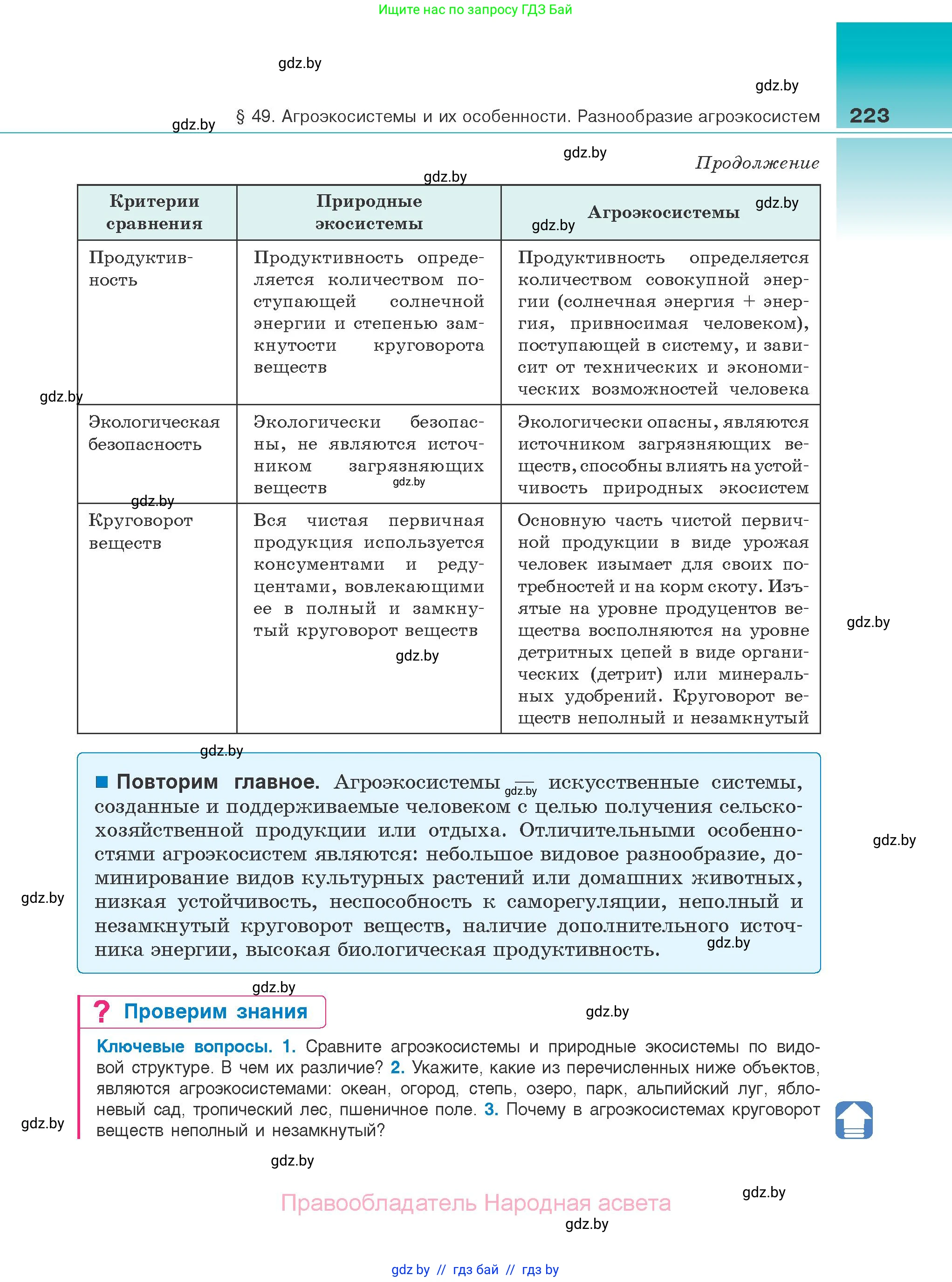 Биология, 10 класс Учебник, авторы: Маглыш Сабина Степановна, Кравченко Вячеслав Анатольевич, Довгун Татьяна Яновна, издательство Народная асвета, Минск, 2020, зелёного цвета, страница 223