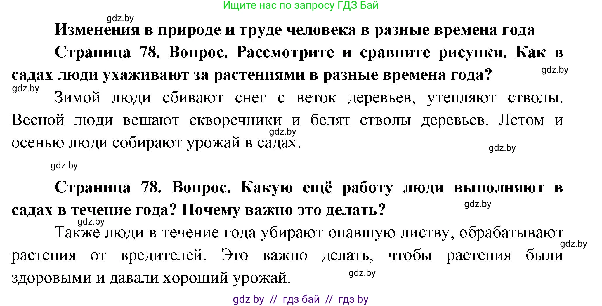 Человек и мир, 1 класс Учебник, авторы: Трафимова Галина Владимировна, Трафимов Сергей Анатольевич, издательство Национальный институт образования, Минск, 2023, салатового цвета, страница 78, Решение