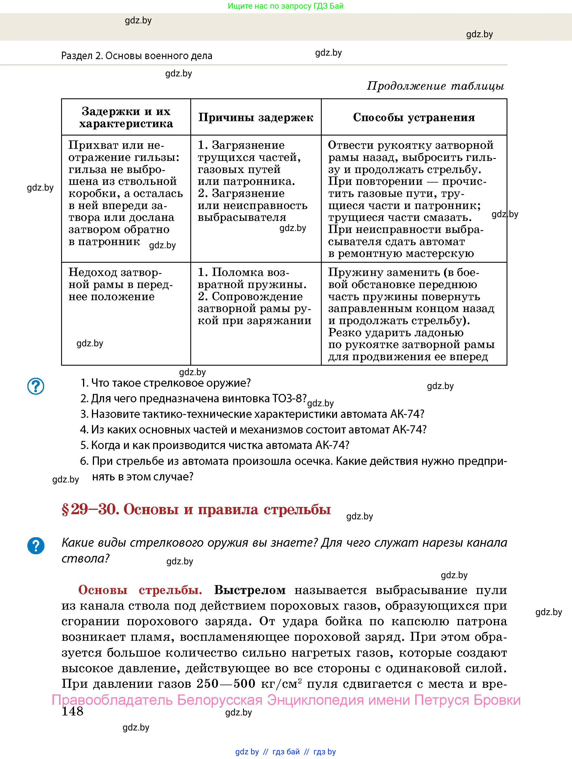 допризывная подготовка, 10-11 класс Учебник, авторы: Драгунов Вадим Валерьевич, Богдан Василий Генрихович, Городниченко Александр Николаевич, Дроговоз И Г, Кирпичев С Н, Мирончук С П, Павлющик А А, Ржеутский Л Я, Савчанчик С А, Стринкевич А Л, Хатешев Н С, Шелудков И Г, Шуканов С В, издательство Белорусская Энциклопедия имени Петруся Бровки, Минск, 2019, страница 148
