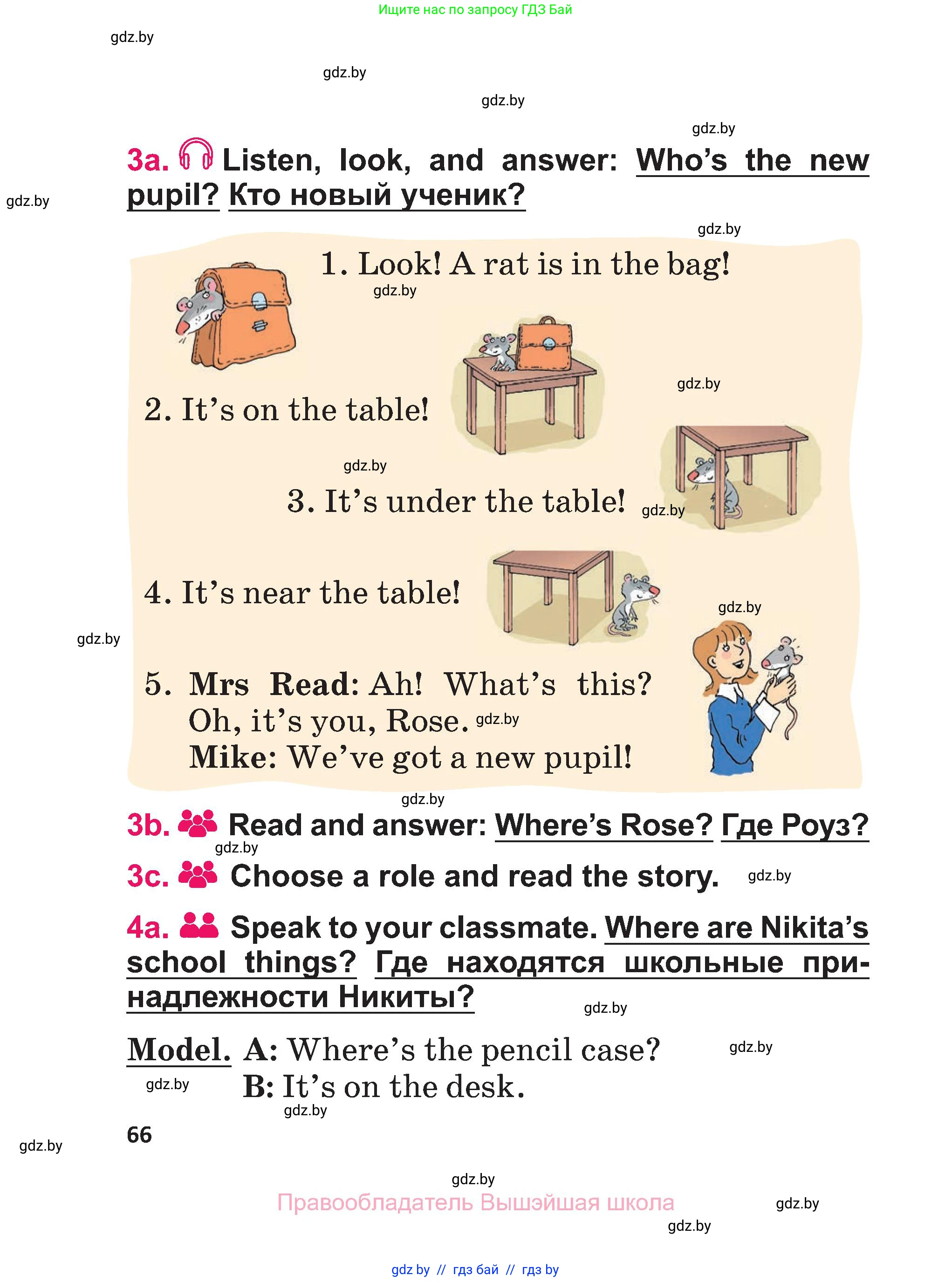 Английский язык (english), 3 класс Учебник, авторы: Лапицкая Людмила Михайловна (Lapitskaya Ludmila), Калишевич Алла Ивановна, Севрюкова Татьяна Юрьевна, Седунова Наталья Михайловна (Sedunova Natalia), издательство Вышэйшая школа, Минск, 2023, Часть 2, страница 66
