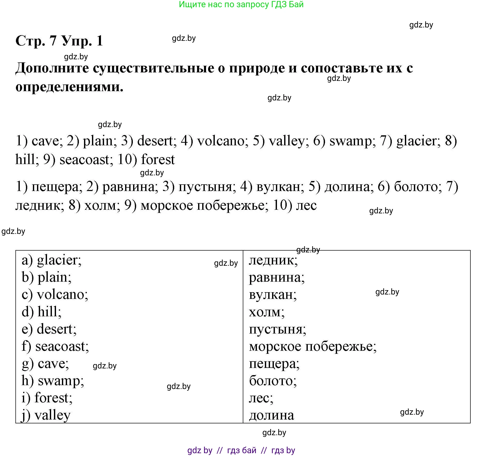 Английский язык (english), 6 класс Рабочая тетрадь (workbook), авторы: Демченко Наталья Валентиновна, Севрюкова Татьяна Юрьевна, Юхнель Наталья Валентиновна, Наумова Елена Георгиевна, Рыбалко О Н, Манешина А В, Маслёнченко Н А, Бушуева Эдите Владиславовна, издательство Аверсэв, Минск, 2020, зелёного цвета, Часть ( Part) 2, страница 7, номер 1, Решение 1