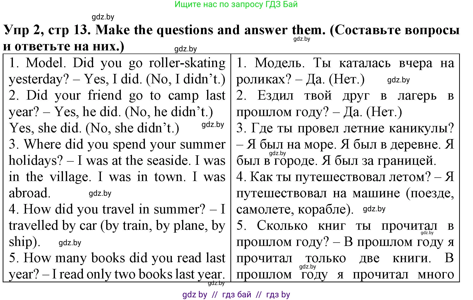 Английский язык (english), 6 класс Тетрадь по грамматике (grammar), авторы: Севрюкова Татьяна Юрьевна, Юхнель Наталья Валентиновна, Бушуева Эдите Владиславовна, издательство Аверсэв, Минск, 2022, зелёного цвета, страница 13, номер 2, Решение