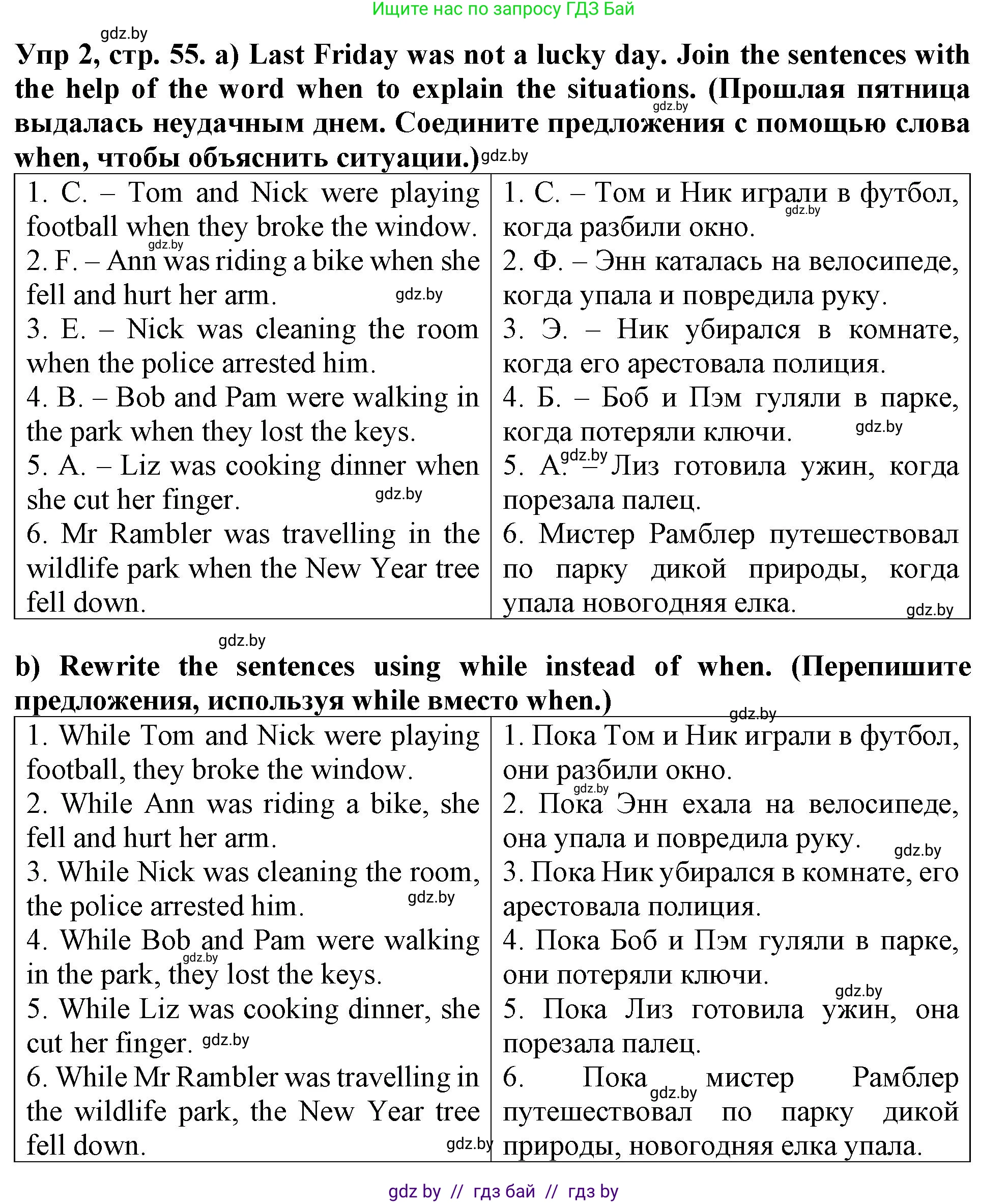Английский язык (english), 6 класс Тетрадь по грамматике (grammar), авторы: Севрюкова Татьяна Юрьевна, Юхнель Наталья Валентиновна, Бушуева Эдите Владиславовна, издательство Аверсэв, Минск, 2022, зелёного цвета, страница 55, номер 2, Решение