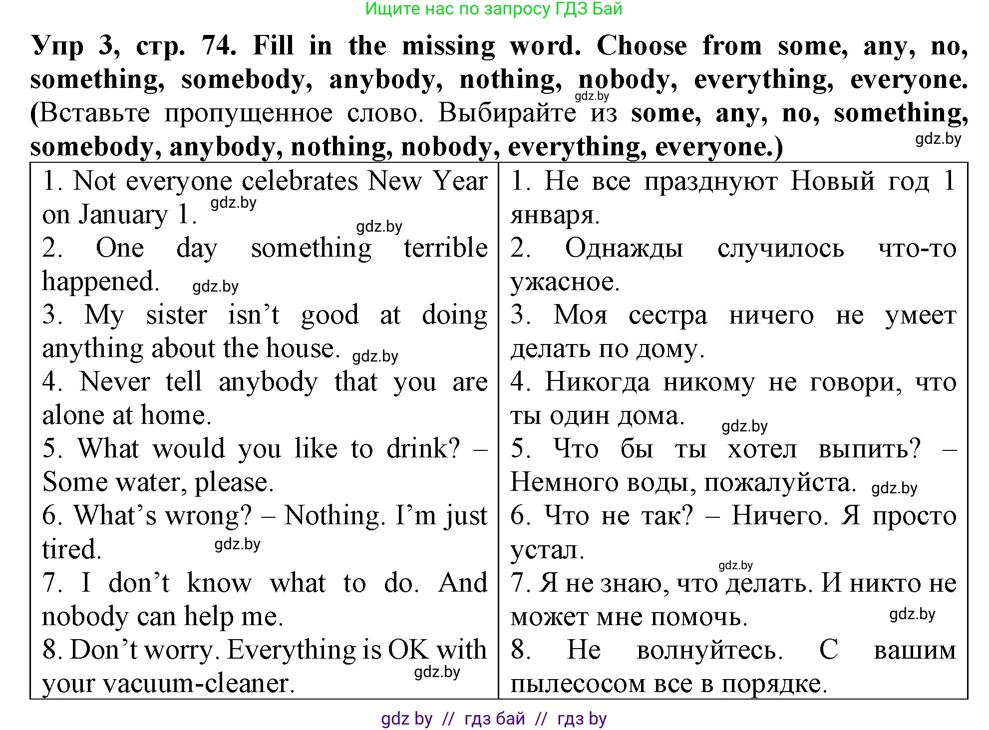Английский язык (english), 6 класс Тетрадь по грамматике (grammar), авторы: Севрюкова Татьяна Юрьевна, Юхнель Наталья Валентиновна, Бушуева Эдите Владиславовна, издательство Аверсэв, Минск, 2022, зелёного цвета, страница 74, номер 3, Решение