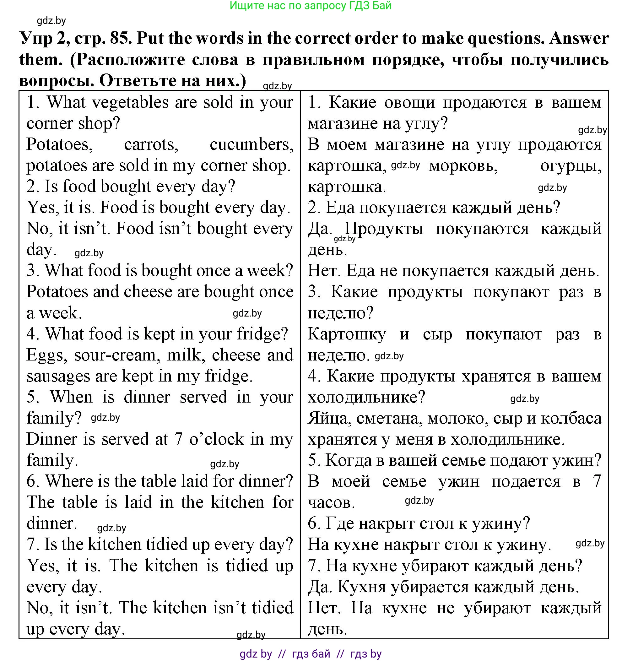 Английский язык (english), 6 класс Тетрадь по грамматике (grammar), авторы: Севрюкова Татьяна Юрьевна, Юхнель Наталья Валентиновна, Бушуева Эдите Владиславовна, издательство Аверсэв, Минск, 2022, зелёного цвета, страница 85, номер 2, Решение