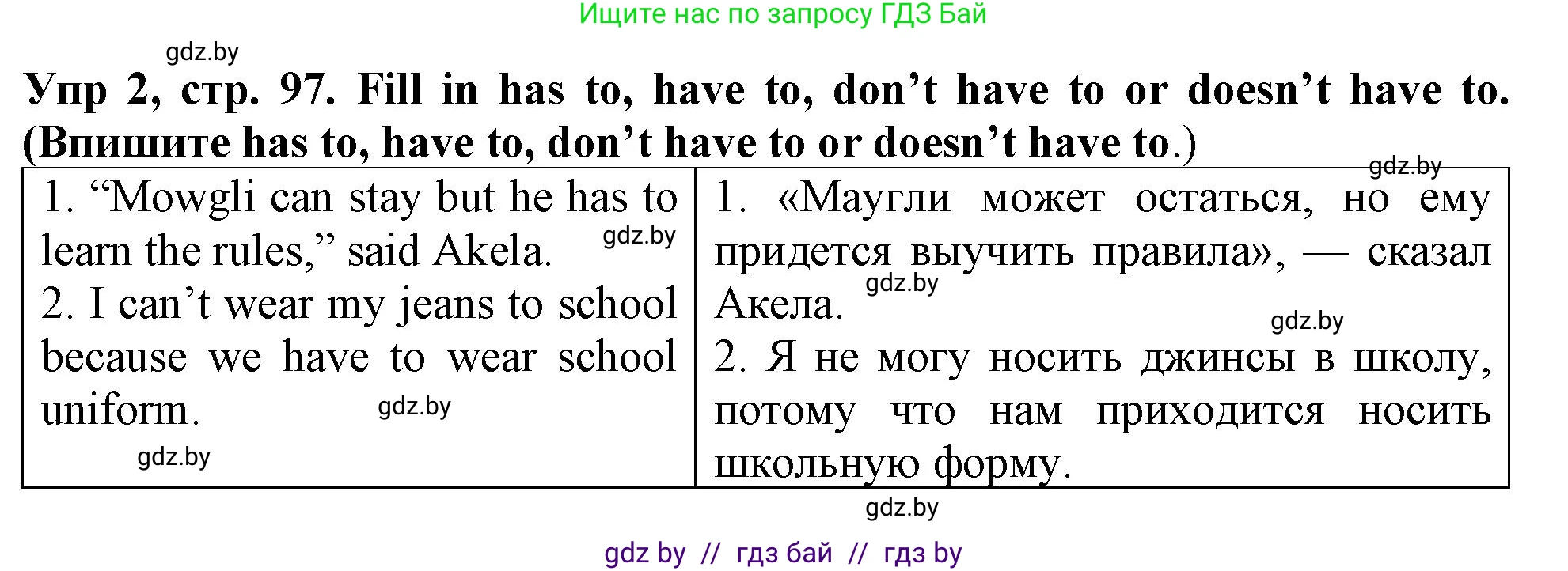 Английский язык (english), 6 класс Тетрадь по грамматике (grammar), авторы: Севрюкова Татьяна Юрьевна, Юхнель Наталья Валентиновна, Бушуева Эдите Владиславовна, издательство Аверсэв, Минск, 2022, зелёного цвета, страница 97, номер 2, Решение
