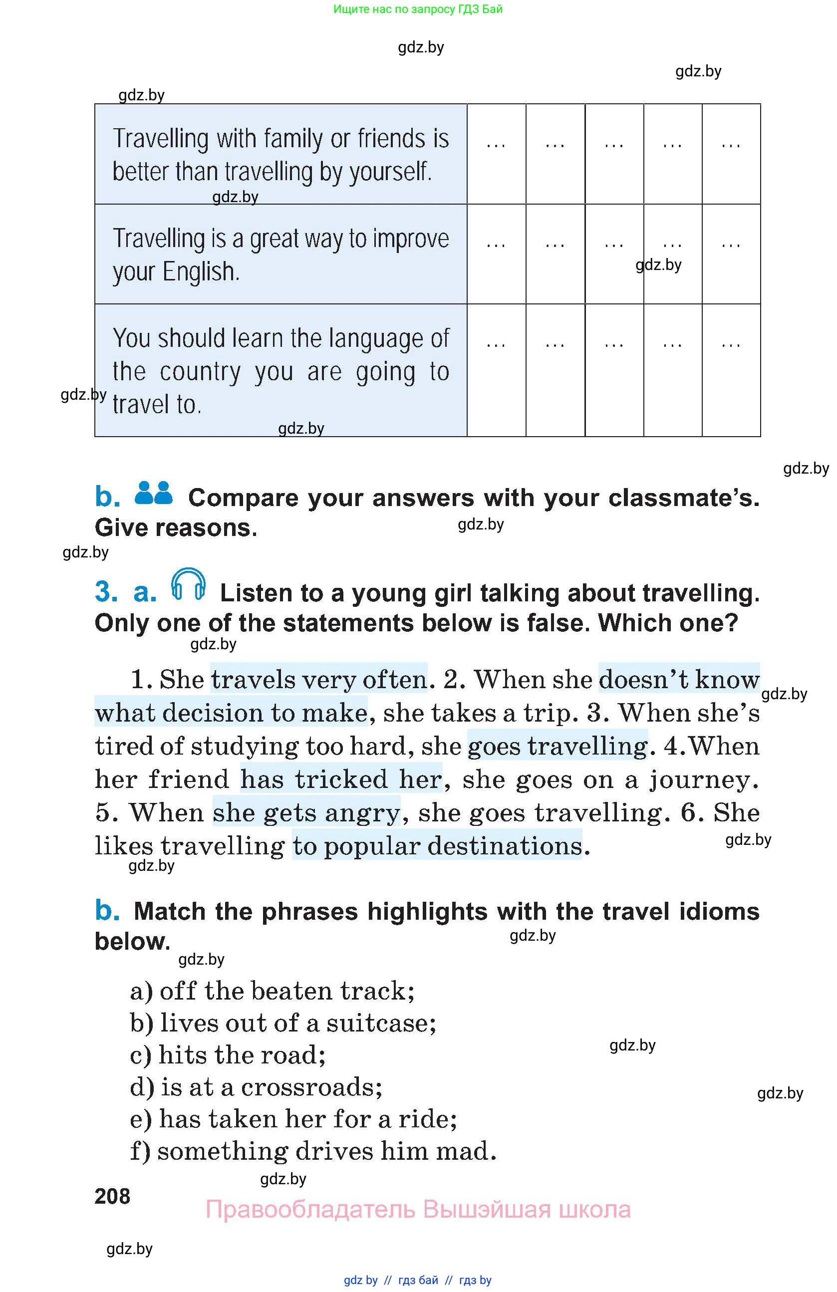 Английский язык (english), 7 класс Учебник (Student's book), авторы: Юхнель Наталья Валентиновна, Демченко Наталья Валентиновна, Наумова Елена Георгиевна, Романчук Вероника Романовна, издательство Вышэйшая школа, Минск, 2023, страница 208