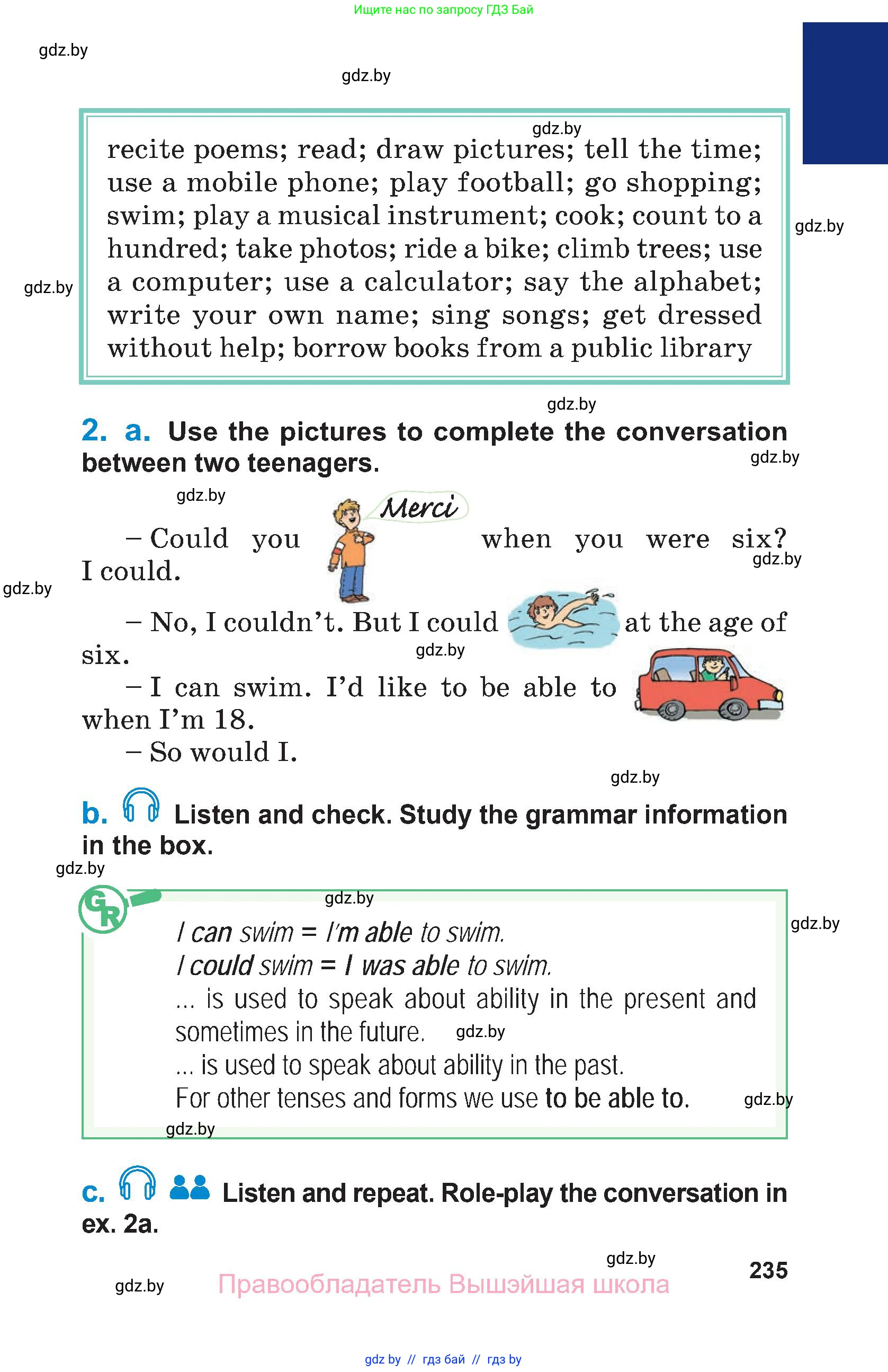 Английский язык (english), 7 класс Учебник (Student's book), авторы: Юхнель Наталья Валентиновна, Демченко Наталья Валентиновна, Наумова Елена Георгиевна, Романчук Вероника Романовна, издательство Вышэйшая школа, Минск, 2023, страница 235