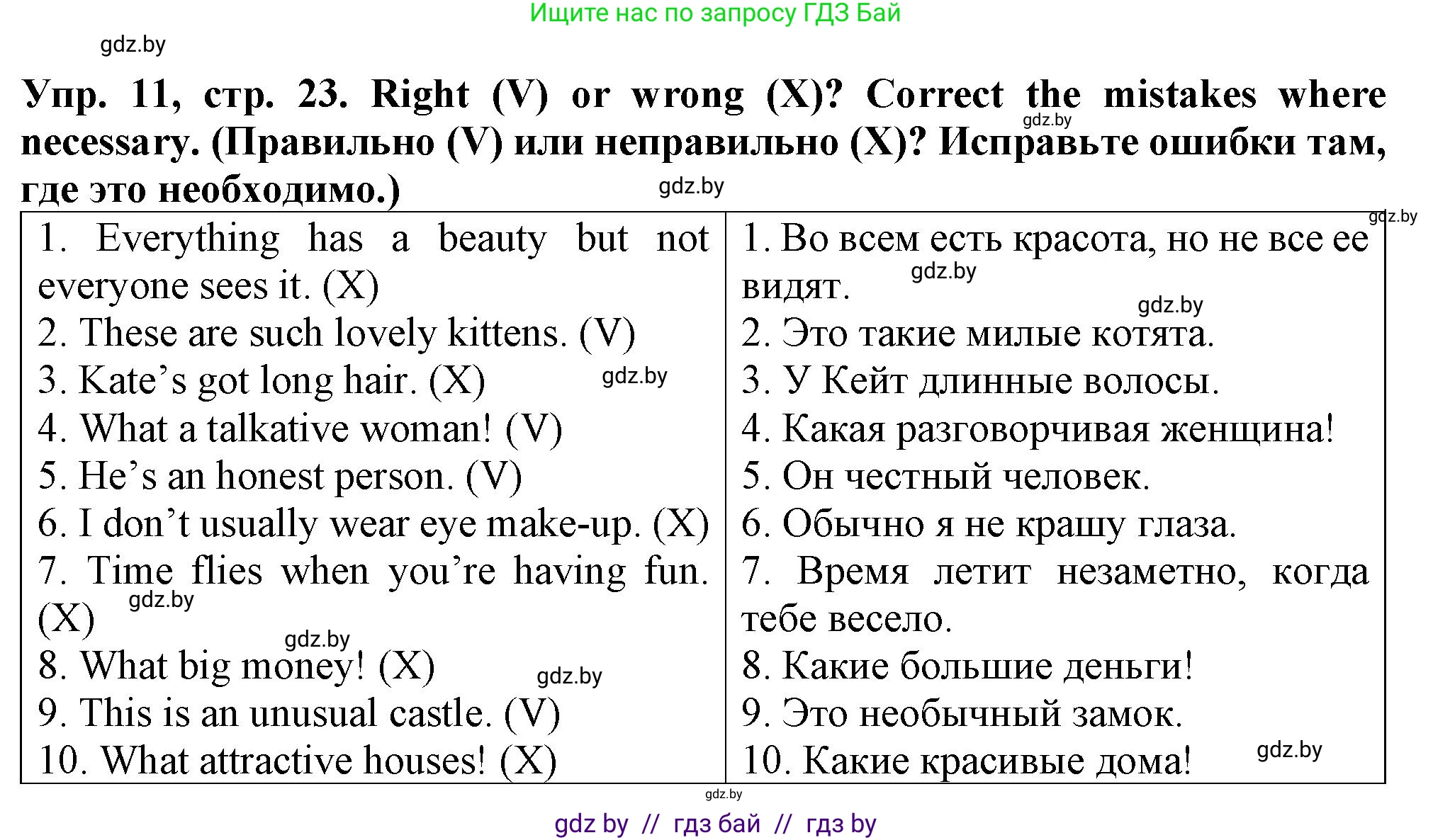 Английский язык (english), 7 класс Тетрадь по грамматике (grammar), авторы: Севрюкова Татьяна Юрьевна, Бушуева Эдите Владиславовна, Юхнель Наталья Валентиновна, издательство Аверсэв, Минск, 2023, страница 23, номер 11, Решение