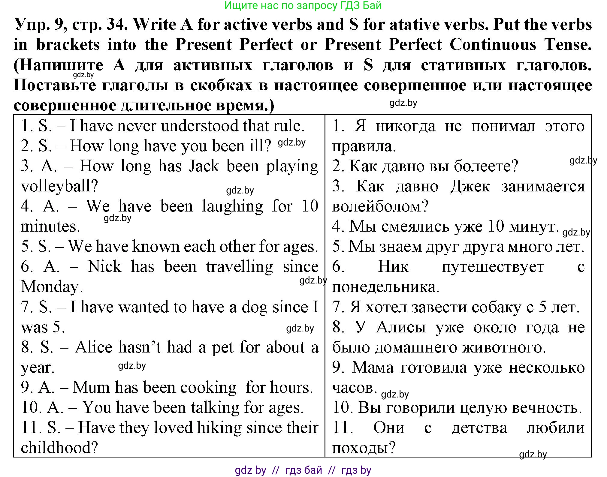 Английский язык (english), 7 класс Тетрадь по грамматике (grammar), авторы: Севрюкова Татьяна Юрьевна, Бушуева Эдите Владиславовна, Юхнель Наталья Валентиновна, издательство Аверсэв, Минск, 2023, страница 34, номер 9, Решение