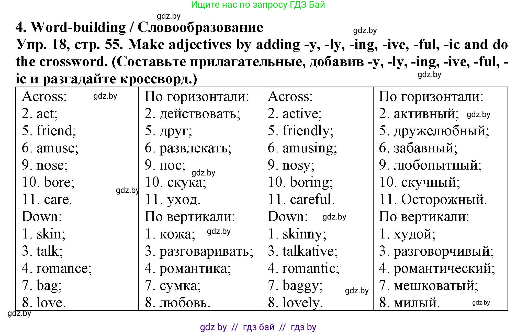 Английский язык (english), 7 класс Тетрадь по грамматике (grammar), авторы: Севрюкова Татьяна Юрьевна, Бушуева Эдите Владиславовна, Юхнель Наталья Валентиновна, издательство Аверсэв, Минск, 2023, страница 55, номер 18, Решение