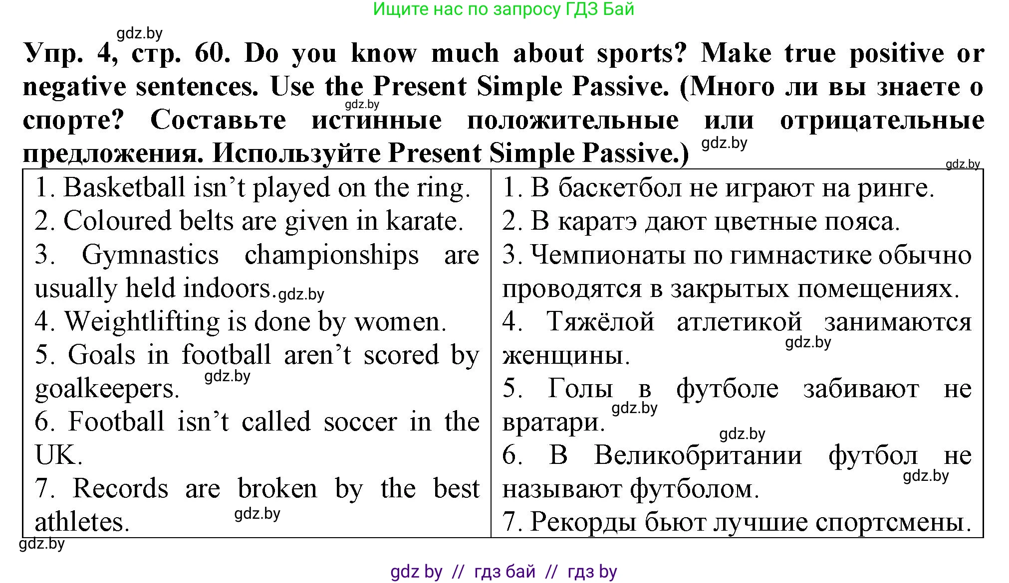 Английский язык (english), 7 класс Тетрадь по грамматике (grammar), авторы: Севрюкова Татьяна Юрьевна, Бушуева Эдите Владиславовна, Юхнель Наталья Валентиновна, издательство Аверсэв, Минск, 2023, страница 60, номер 4, Решение