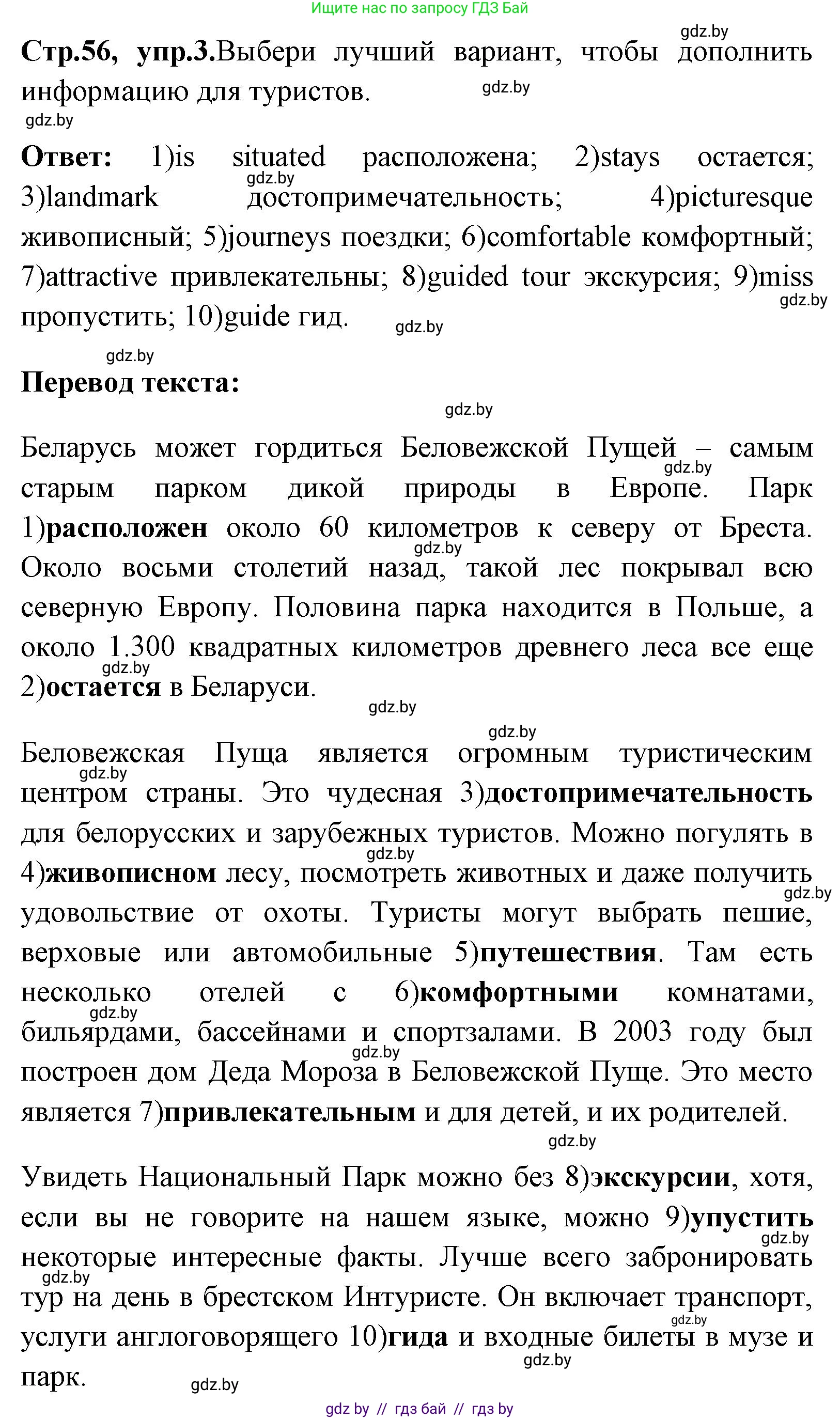 Английский язык (english), 7 класс практикум (activity book ), авторы: Юхнель Наталья Валентиновна, Наумова Елена Георгиевна, Демченко Наталья Валентиновна, Романчук Вероника Романовна, Гуськов А Л, Волков Андрей Валерьевич, издательство Аверсэв, Минск, 2023, Часть ( Part) 2, страница 56, номер 3, Решение