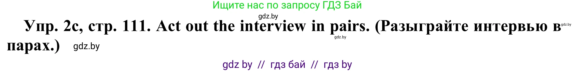 Английский язык (english), 9 класс Рабочая тетрадь (workbook), авторы: Лапицкая Людмила Михайловна (Lapitskaya Ludmila), Демченко Наталья Валентиновна, Волков Андрей Валерьевич, Калишевич Алла Ивановна, Севрюкова Татьяна Юрьевна, Юхнель Наталья Валентиновна, издательство Аверсэв, Минск, 2019, голубого цвета, Часть ( Part) 2, страница 111, номер 2c, Решение