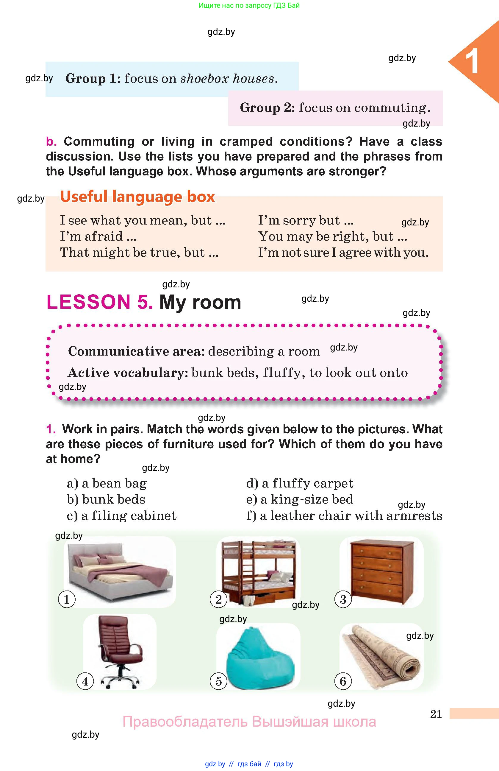 Английский язык (english), 10 класс Учебник (Student's book), авторы: Демченко Наталья Валентиновна, Юхнель Наталья Валентиновна, Севрюкова Татьяна Юрьевна, Бушуева Эдите Владиславовна, Лапицкая Людмила Михайловна (Lapitskaya Ludmila), издательство Вышэйшая школа, Минск, 2021, голубого цвета, Часть ( Part) 1, страница 21