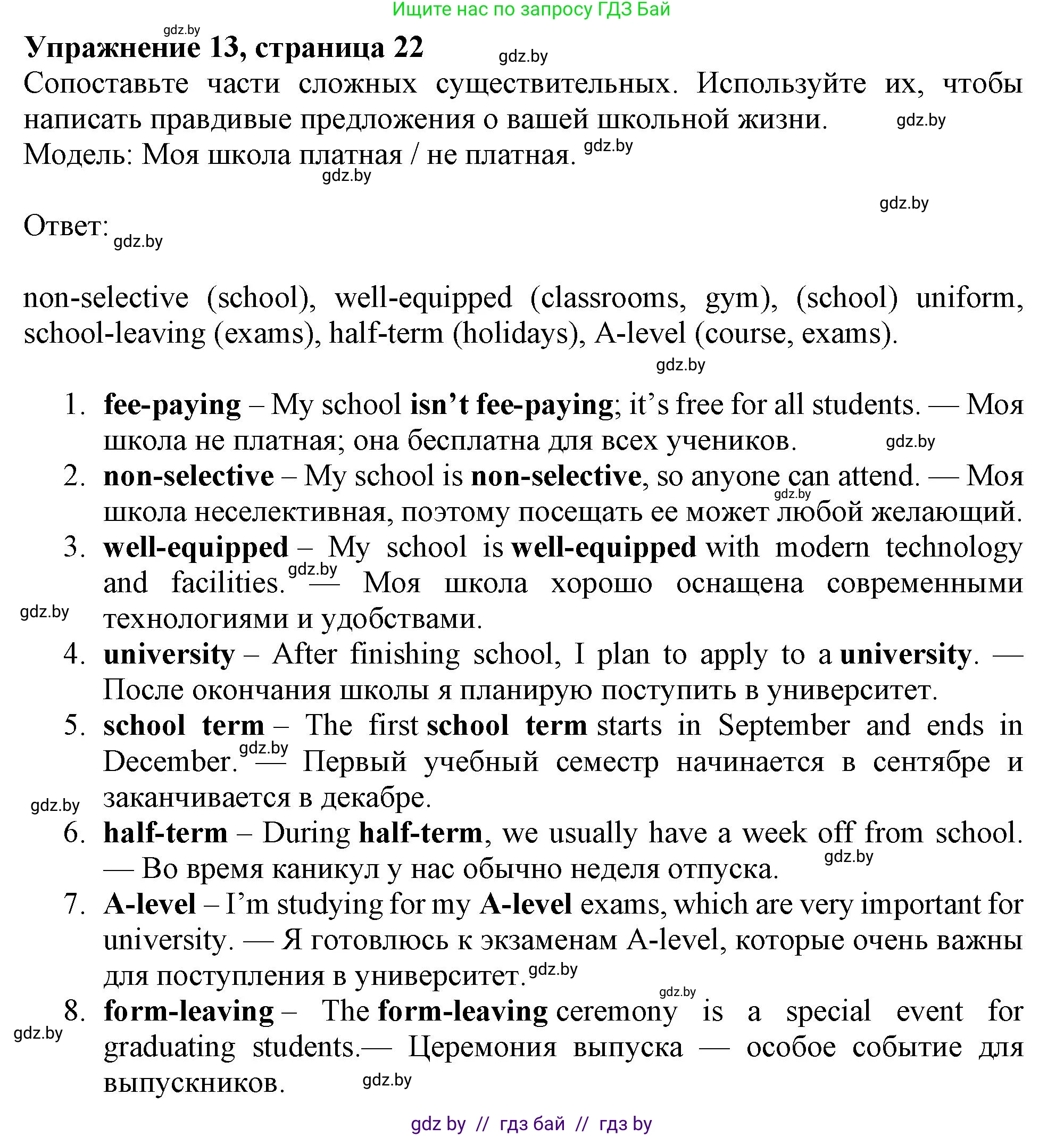 Английский язык (english), 10 класс Тетрадь по грамматике (grammar), авторы: Севрюкова Татьяна Юрьевна, Бушуева Эдите Владиславовна, Юхнель Наталья Валентиновна, издательство Аверсэв, Минск, 2021, сиреневого цвета, страница 22, номер 13, Решение