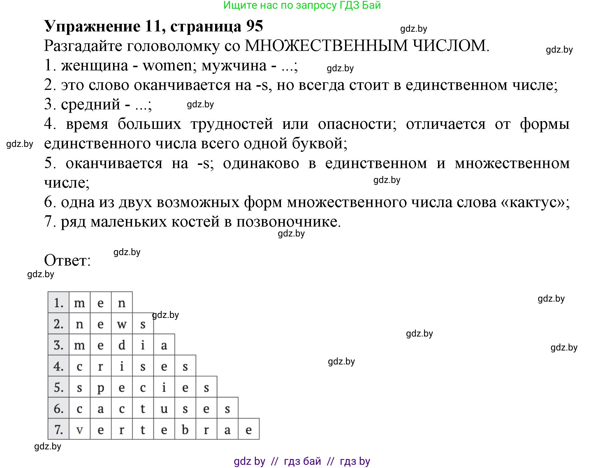 Английский язык (english), 10 класс Тетрадь по грамматике (grammar), авторы: Севрюкова Татьяна Юрьевна, Бушуева Эдите Владиславовна, Юхнель Наталья Валентиновна, издательство Аверсэв, Минск, 2021, сиреневого цвета, страница 95, номер 11, Решение