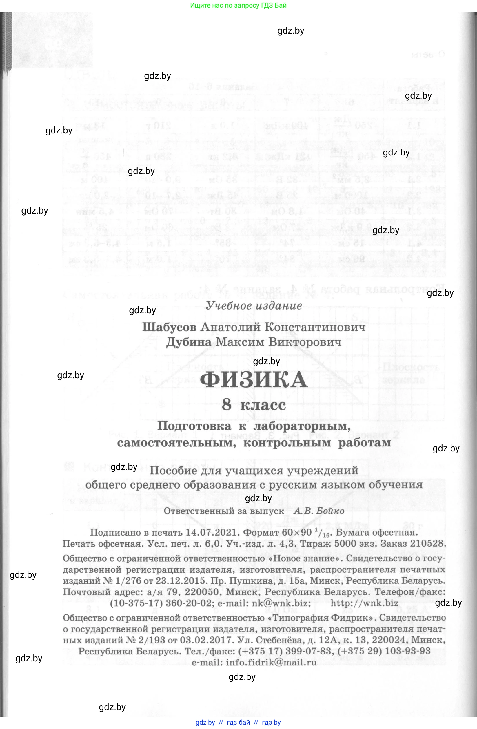Физика, 8 класс Самостоятельные и контрольные работы, авторы: Шабусов Анатолий Константинович, Дубина Максим Викторович, издательство Новое знание, Минск, 2021, жёлтого цвета, страница 96