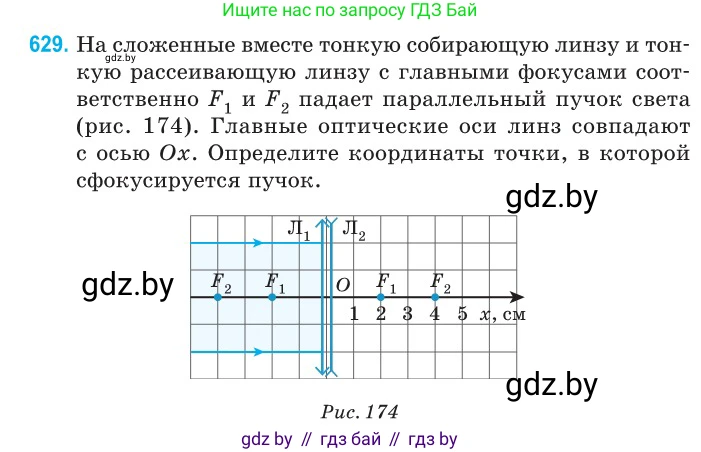 Физика, 11 класс Сборник задач, авторы: Дорофейчик Владимир Владимирович, Силенков Михаил Анатольевич, издательство Национальный институт образования, Минск, 2023, страница 185, номер 629, Условие