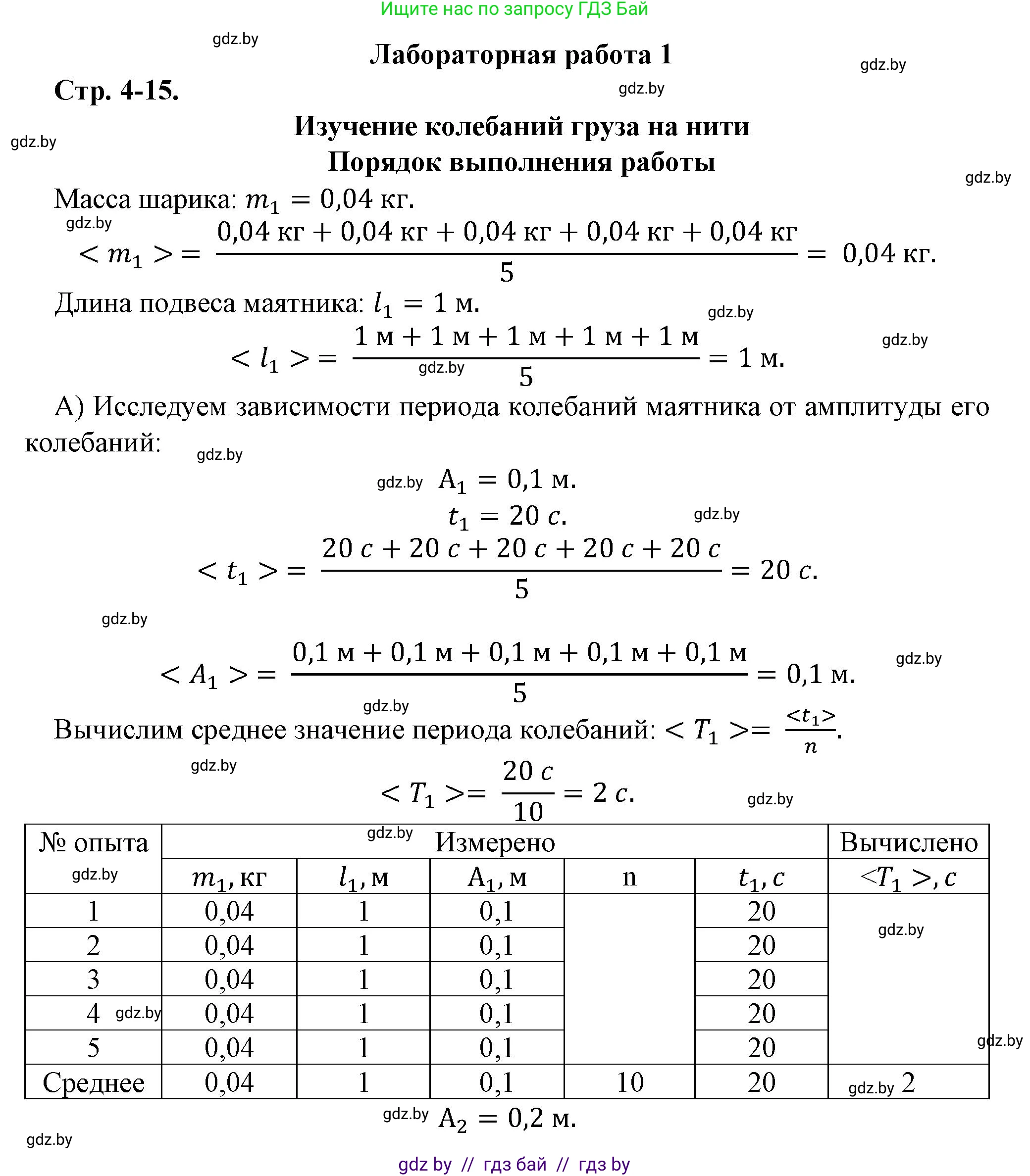 Физика, 11 класс Тетрадь для лабораторных работ, авторы: Жилко Виталий Владимирович, Маркович Леонид Григорьевич, Егорова Лариса Петровна, издательство Аверсэв, Минск, 2022, белого цвета, страница 4, Решение
