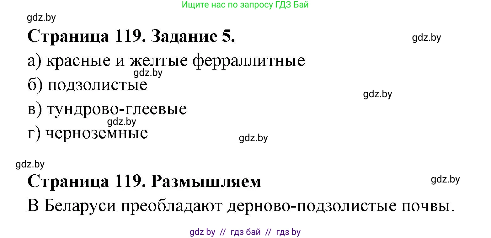 География, 6 класс рабочая тетрадь, авторы: Кольмакова Елена Генадьевна, Пикулик Валентина Владимировна, издательство Аверсэв, Минск, 2022, бирюзового цвета, страница 119, номер 5, Решение