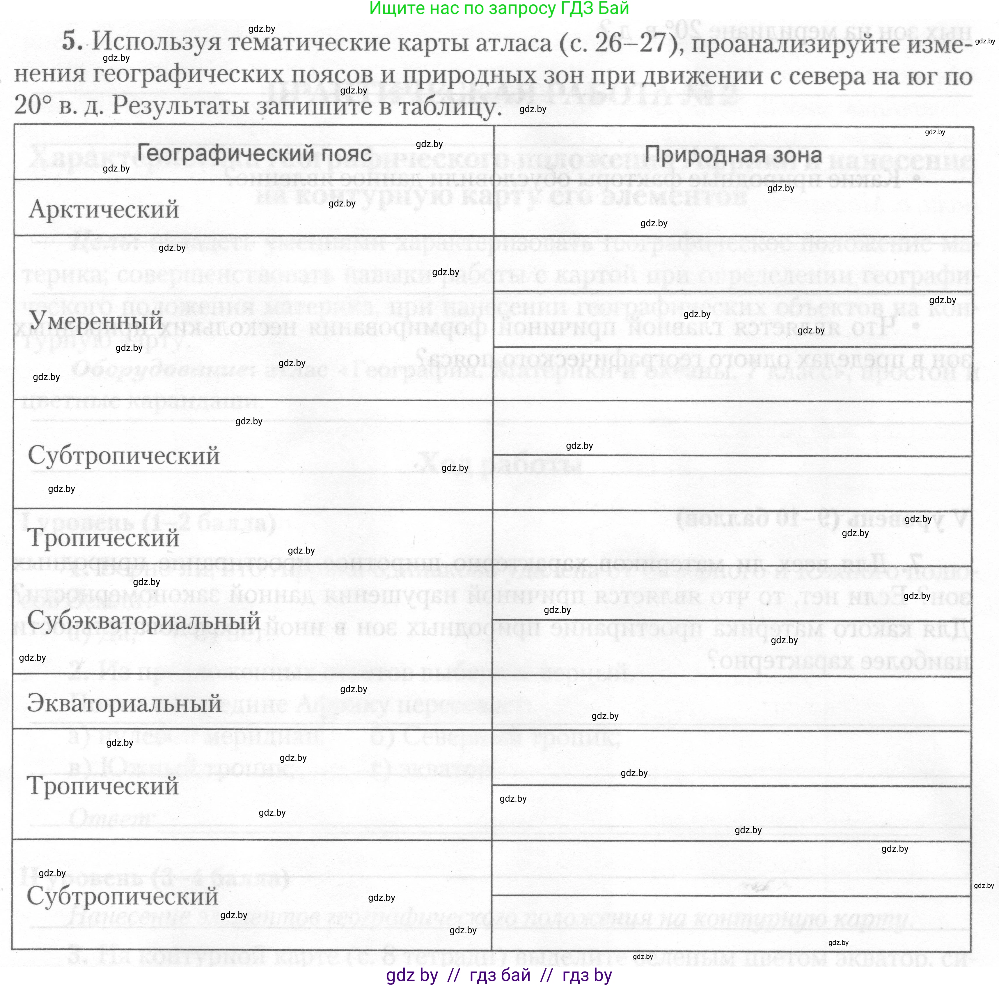 География, 7 класс тетрадь для практических и самостоятельных работ, авторы: Метельский Юрий Михайлович, Чайковская Людмила Ивановна, издательство Сэр-Вит, Минск, 2023, бирюзового цвета, страница 5, номер 5, Условие