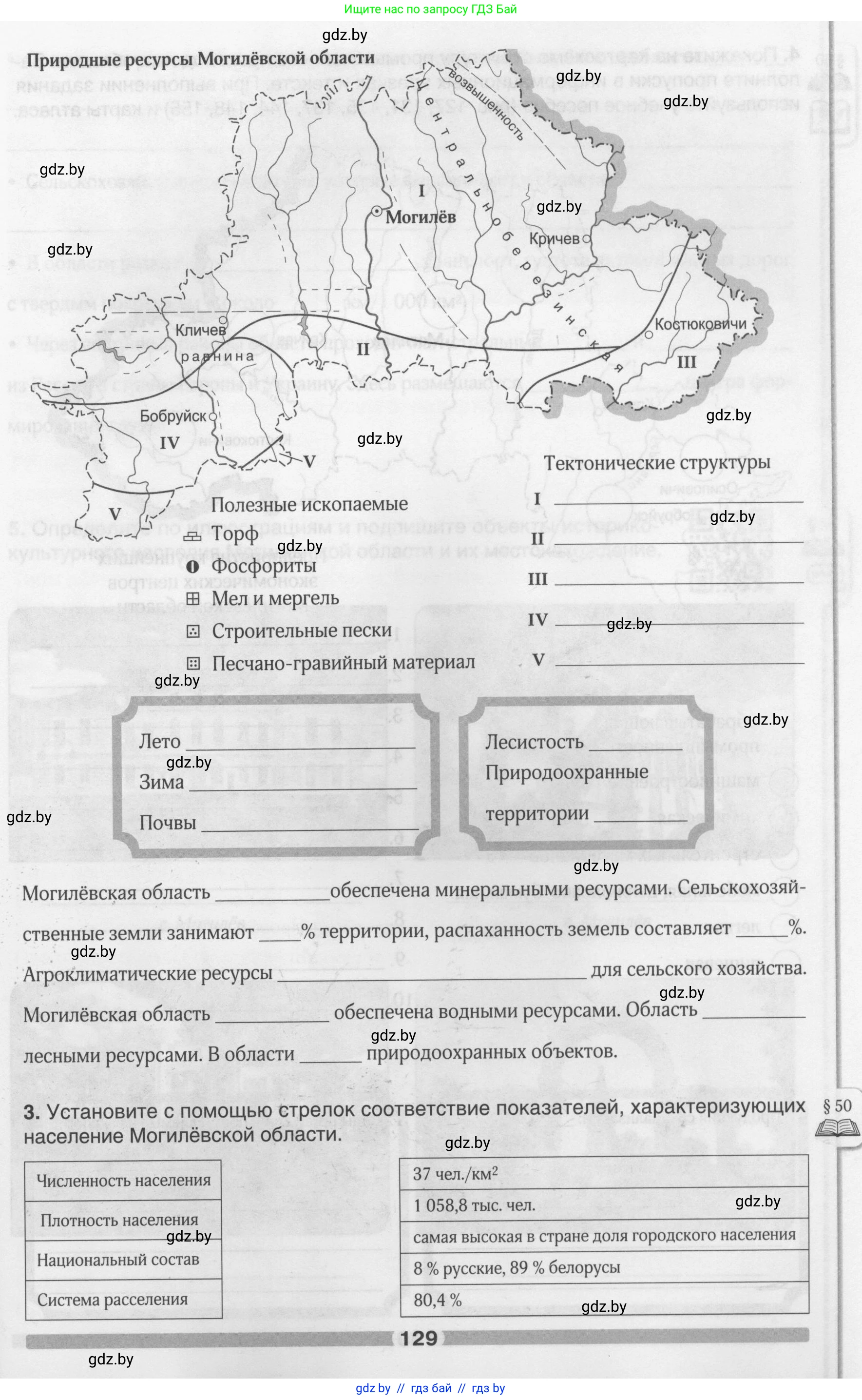 География, 9 класс рабочая тетрадь, авторы: Брилевский Михаил Николаевич, Климович Алеся Владимировна, издательство Белкартография, Минск, 2021, бирюзового цвета, страница 129