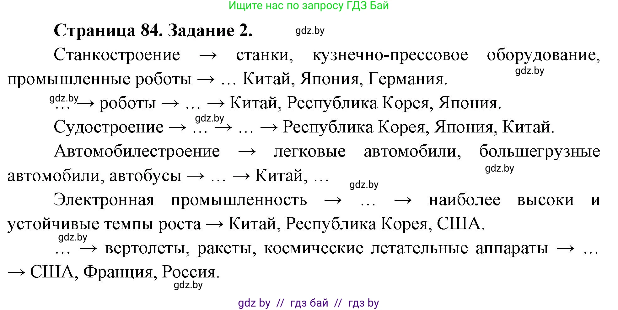 География, 10 класс рабочая тетрадь, авторы: Кольмакова Елена Генадьевна, Пикулик Валентина Владимировна, Сарычева Ольга Владимировна, издательство Аверсэв, Минск, 2020, бирюзового цвета, страница 84, номер 2, Решение