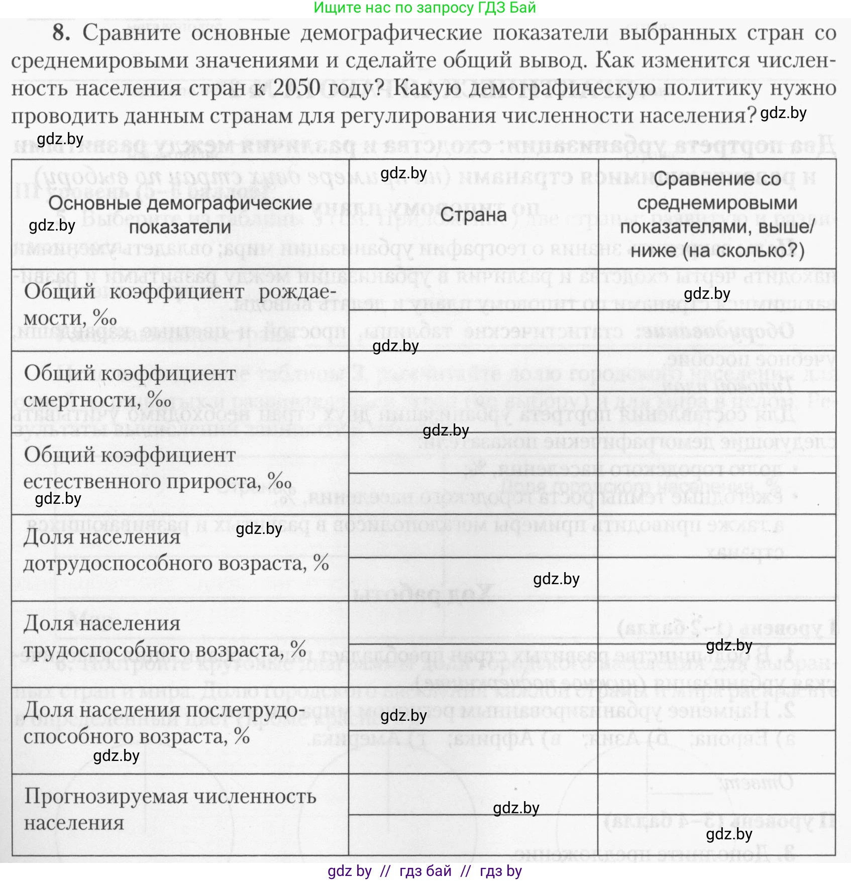 География, 10 класс тетрадь для практических и самостоятельных работ, автор: Метельский Юрий Михайлович, издательство Сэр-Вит, Минск, 2020, салатового цвета, страница 7, номер 8, Условие
