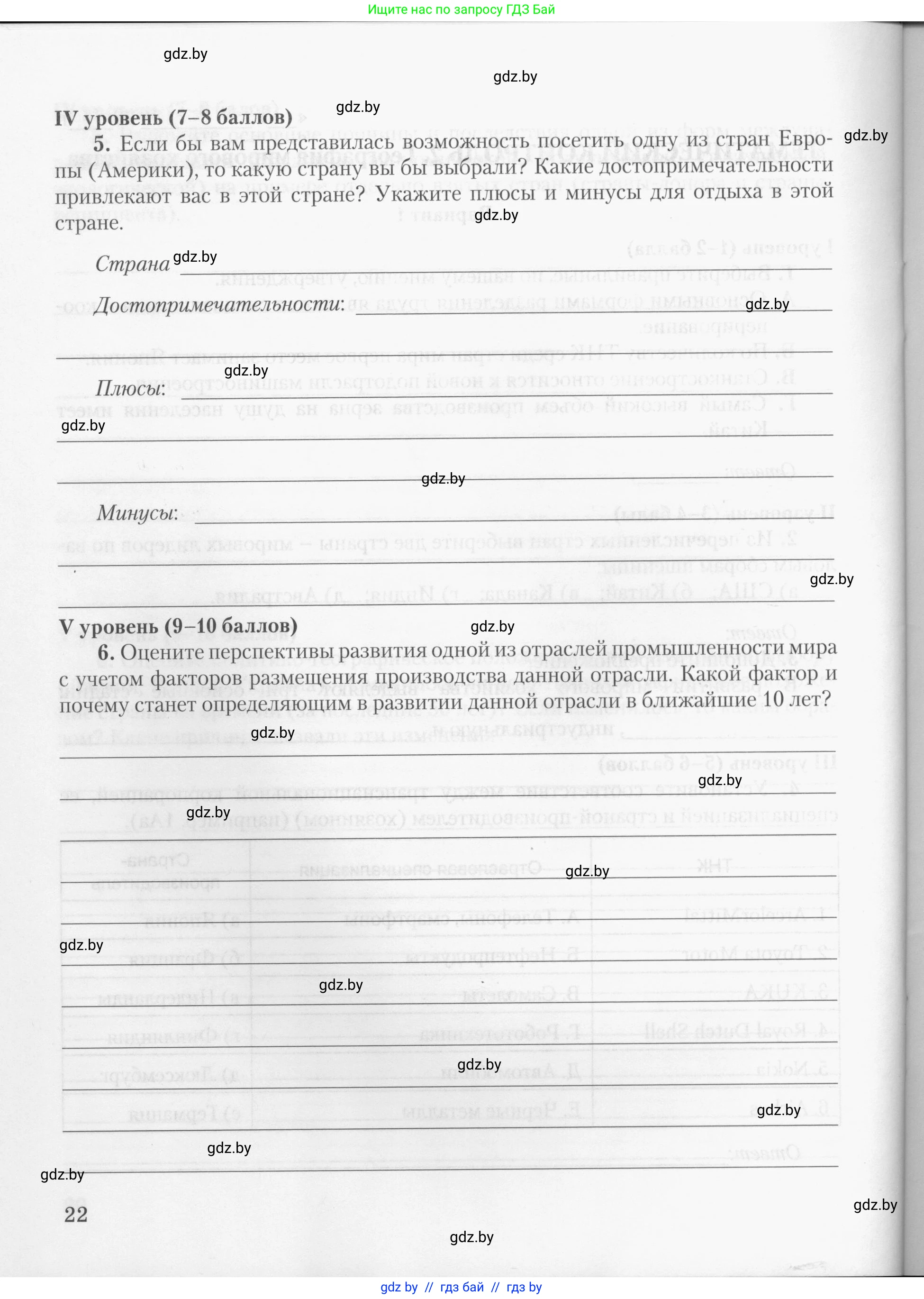 География, 10 класс тетрадь для практических и самостоятельных работ, автор: Метельский Юрий Михайлович, издательство Сэр-Вит, Минск, 2020, салатового цвета, страница 22