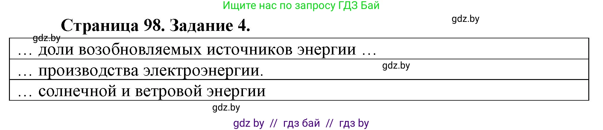 География, 11 класс рабочая тетрадь, авторы: Кольмакова Елена Генадьевна, Тарасенок Елена Николаевна, Сарычева Ольга Владимировна, издательство Аверсэв, Минск, 2022, голубого цвета, страница 98, номер 4, Решение
