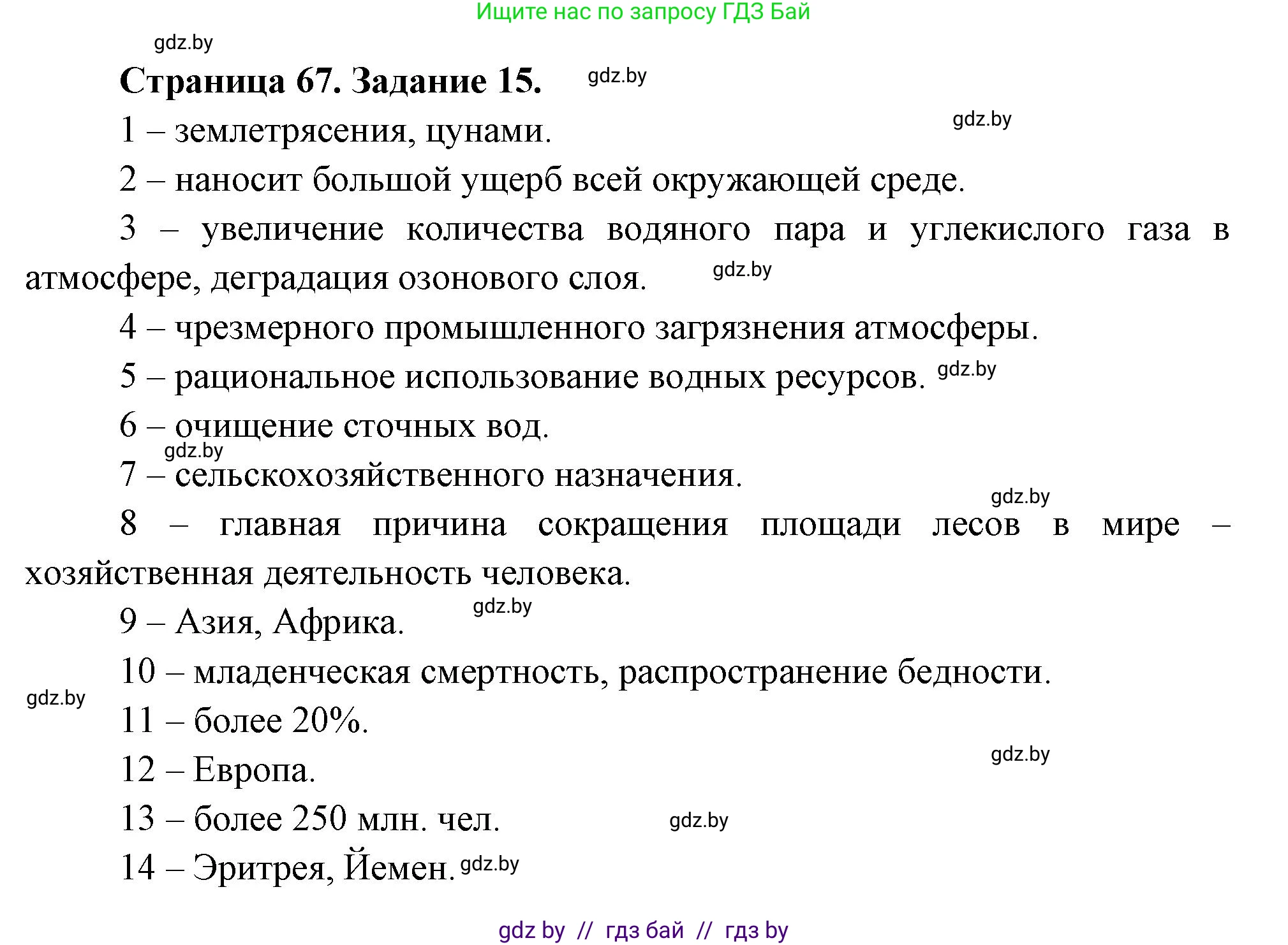 География, 11 класс Тетрадь для практических работ и индивидуальных заданий, авторы: Витченко Александр Николаевич, Антипова Екатерина Анатольевна, Станкевич Наталья Григорьевна, издательство Аверсэв, Минск, 2022, страница 67, номер 15**, Решение
