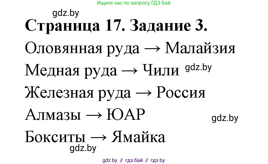 География, 8 класс Тетрадь для практических работ и индивидуальных заданий, авторы: Витченко Александр Николаевич, Антипова Екатерина Анатольевна, Станкевич Наталья Григорьевна, издательство Аверсэв, Минск, 2024, страница 17, номер 3, Решение