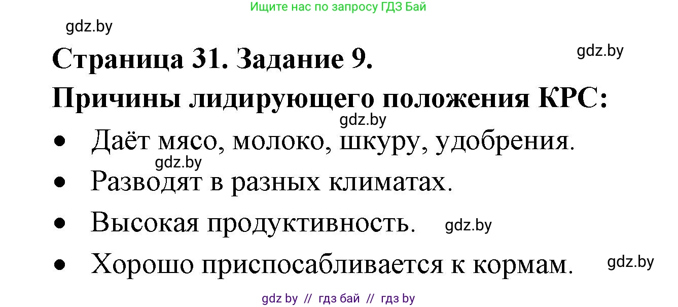 География, 8 класс Тетрадь для практических работ и индивидуальных заданий, авторы: Витченко Александр Николаевич, Антипова Екатерина Анатольевна, Станкевич Наталья Григорьевна, издательство Аверсэв, Минск, 2024, страница 31, номер 9, Решение